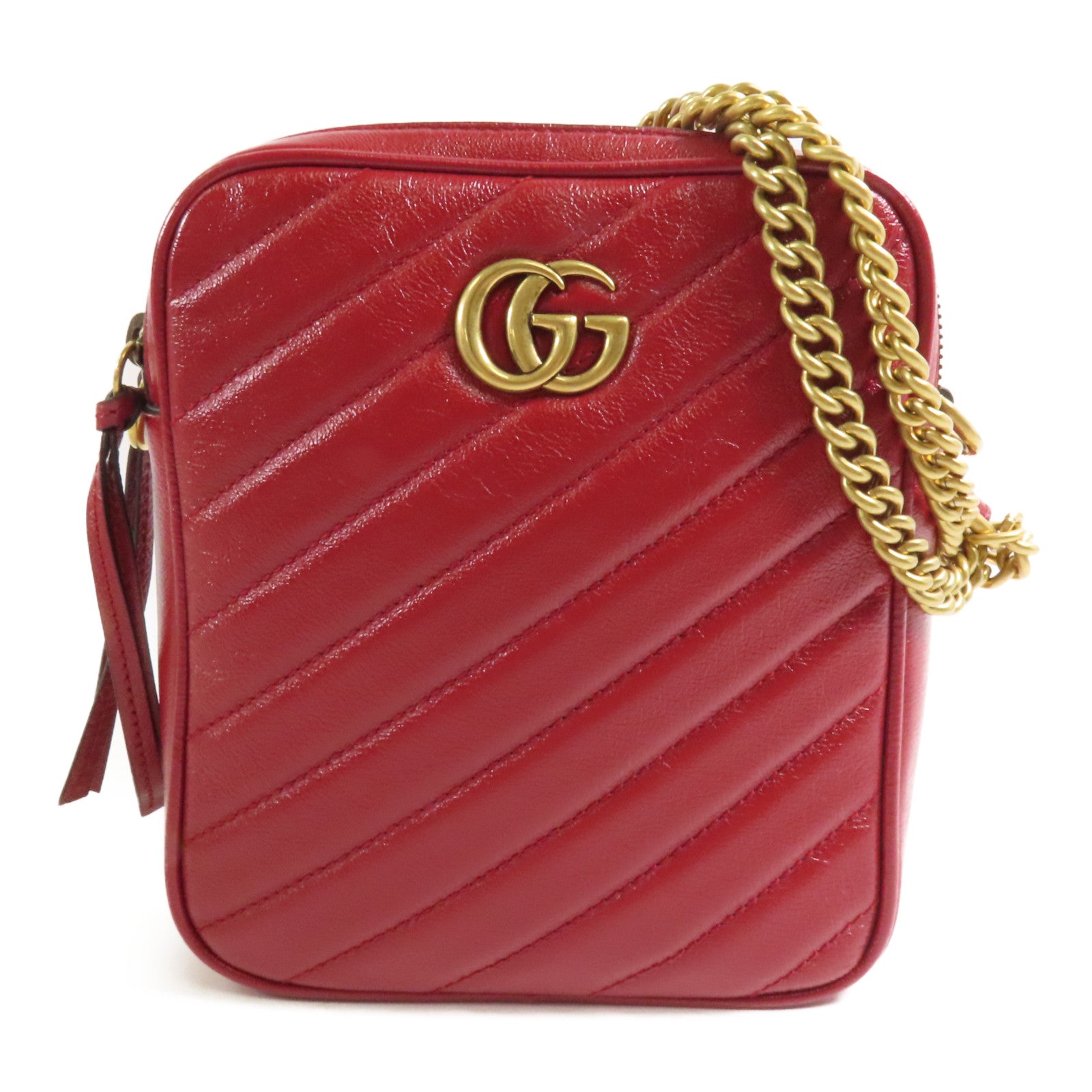 GUCCI 【激減優惠】牛皮皮革GG Marmont金扣肩背袋