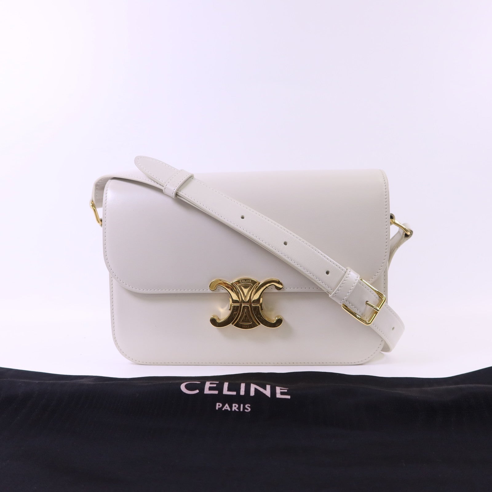 CELINE 【激減優惠】牛皮皮革Teen Triomphe金扣肩背袋