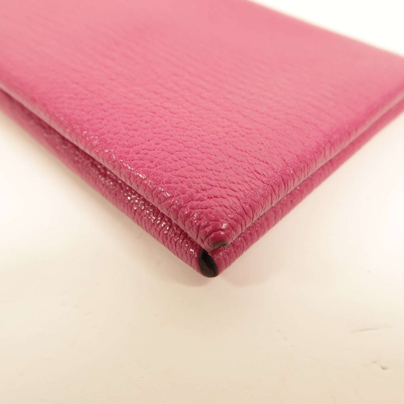 HERMES Chevre皮革Calvi卡片套Rose Pourpre