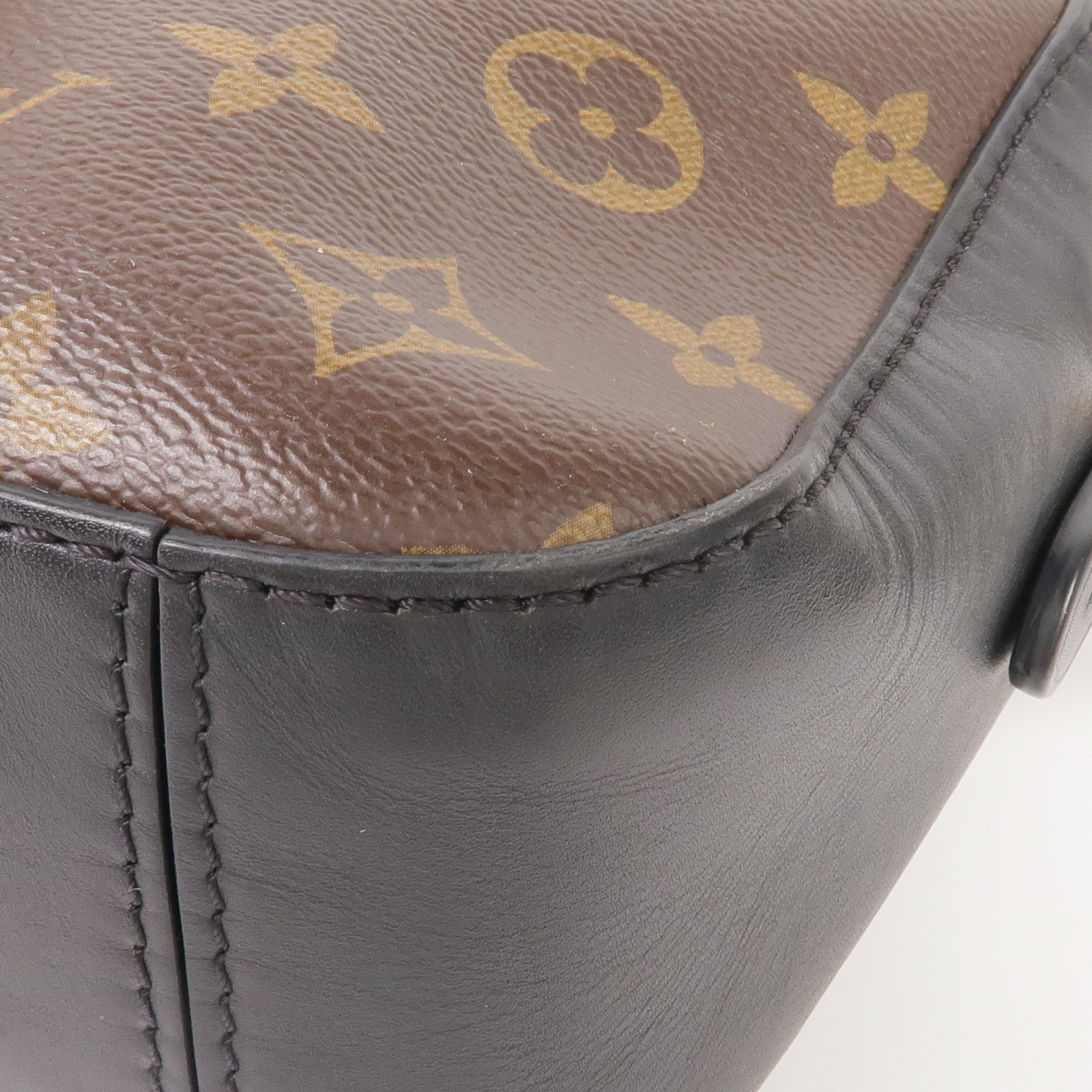 LOUIS VUITTON Monogram/牛皮皮革Saintonge金扣手挽袋棕色