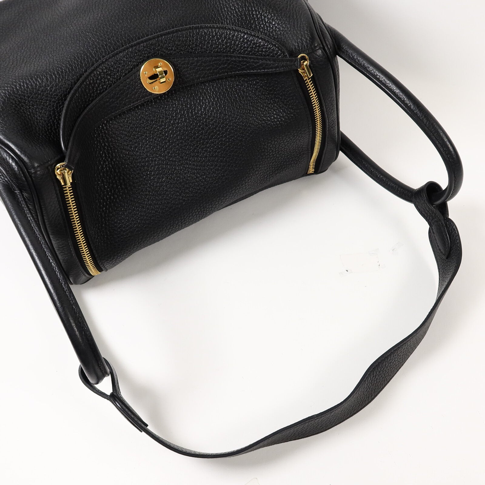 HERMES Clemence皮革Lindy 30手挽肩背兩用袋Noir
