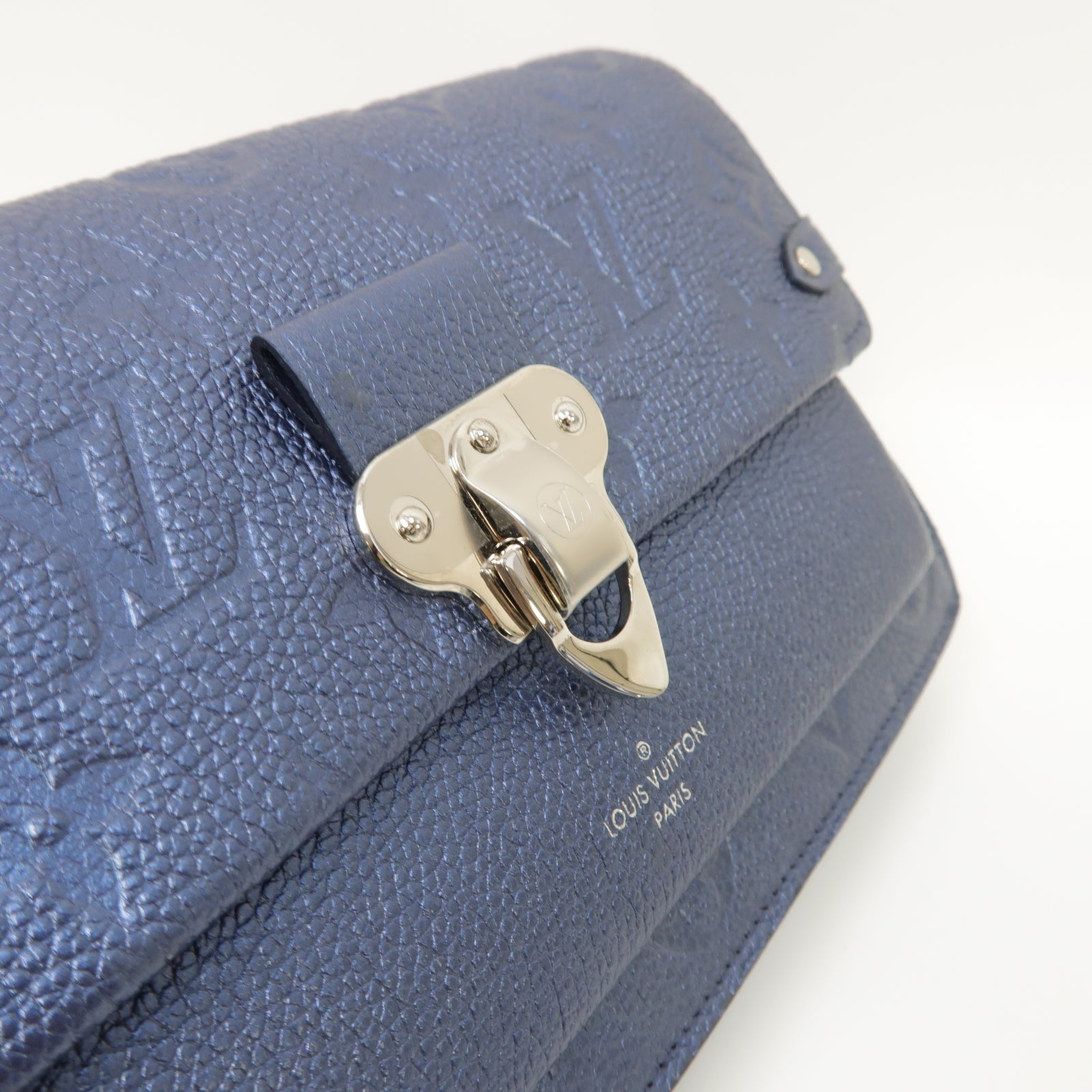 LOUIS VUITTON 【激減優惠】Monogram Empreinte Vavin Shoulder Bag銀扣肩背袋藍色