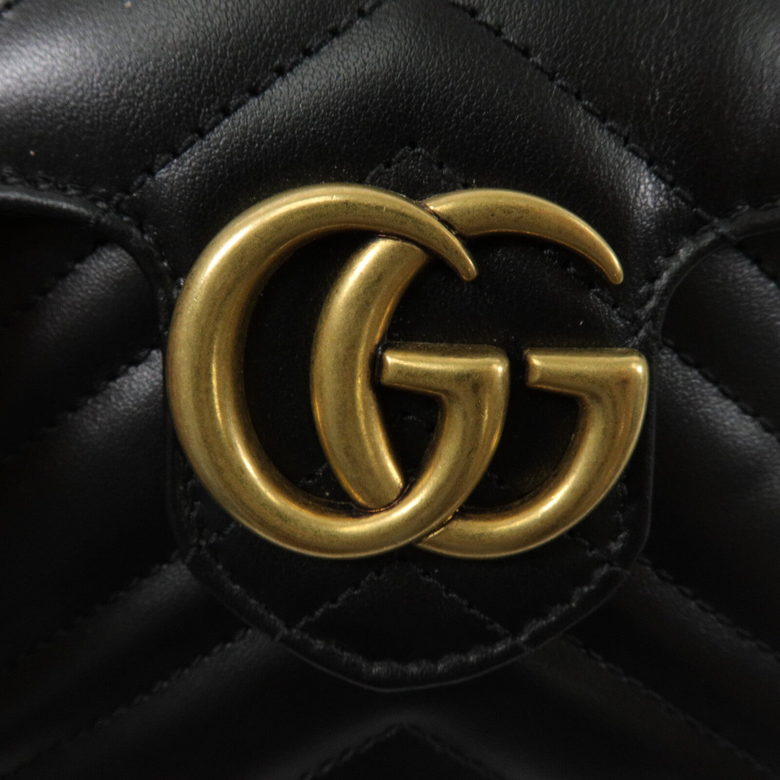 GUCCI 牛皮皮革GG Marmont Mini Bucket鏈帶肩背袋