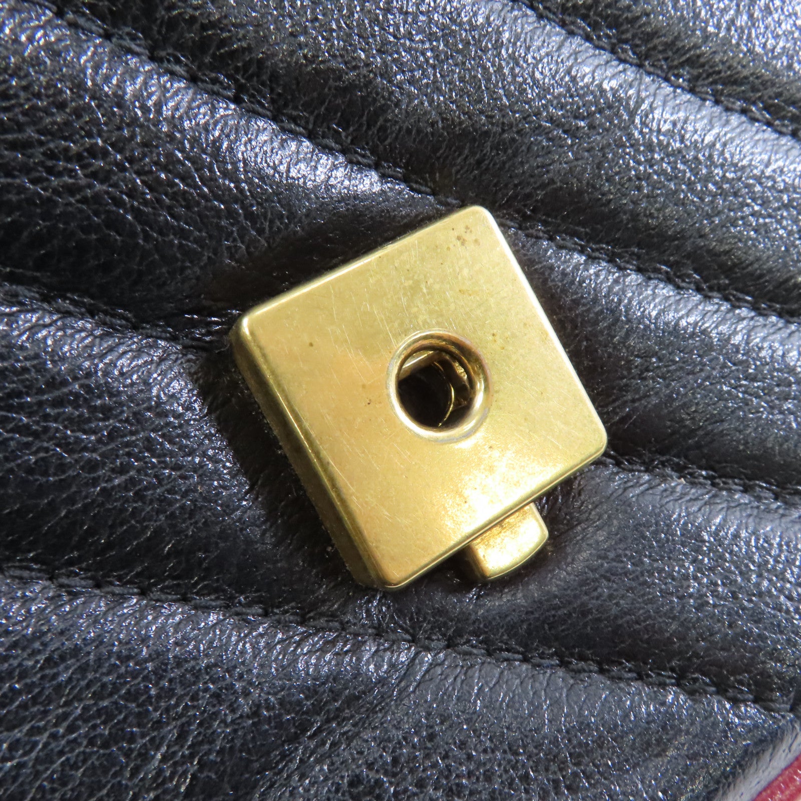 GUCCI 【激減優惠】牛皮皮革2way Shoulder Bag金扣手挽肩背兩用袋黑色/紅色