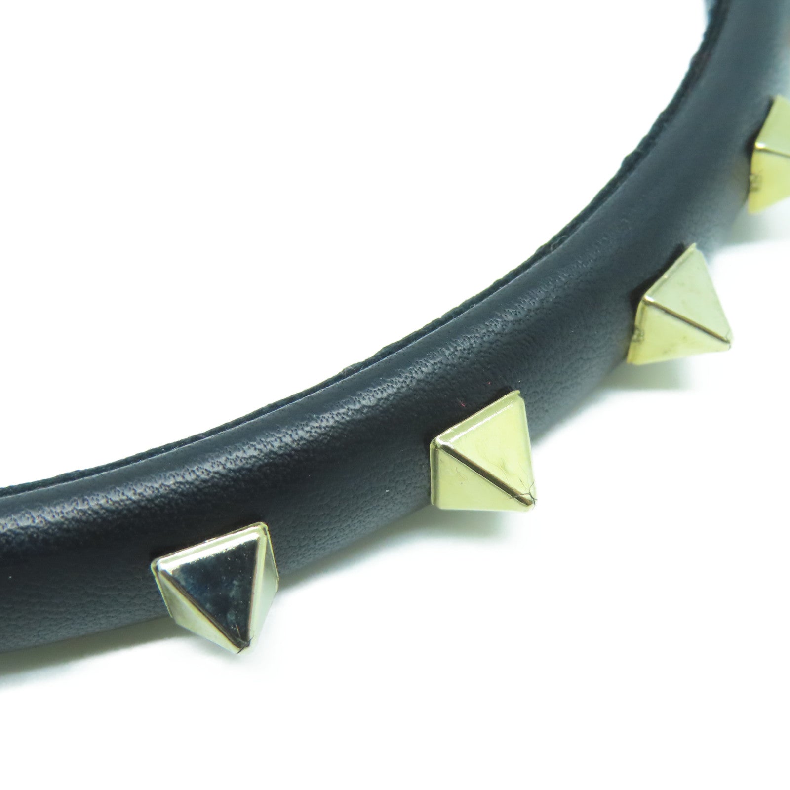 Valentino 【激減優惠】皮革Headband窩釘頭箍黑色