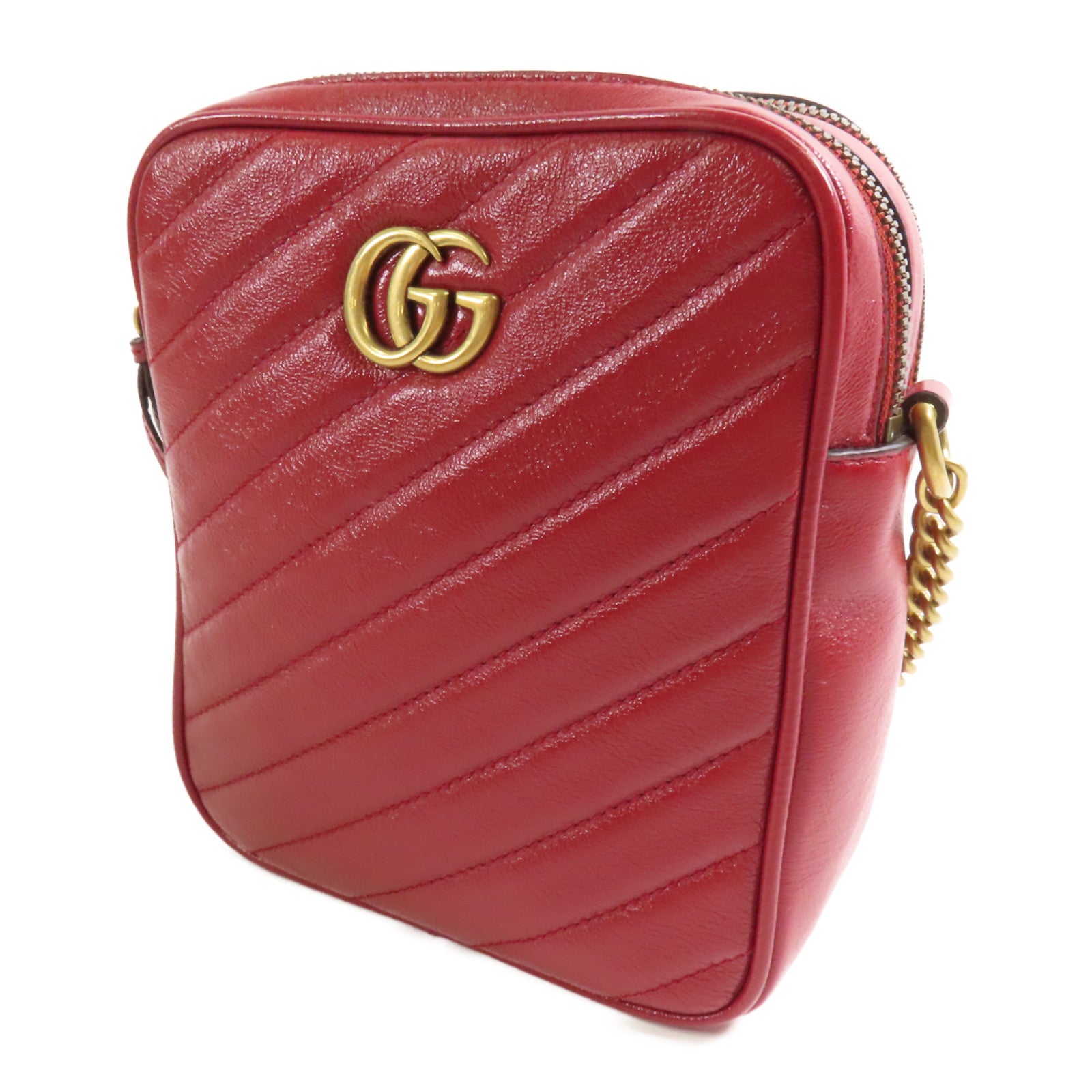 GUCCI 【激減優惠】牛皮皮革GG Marmont金扣肩背袋