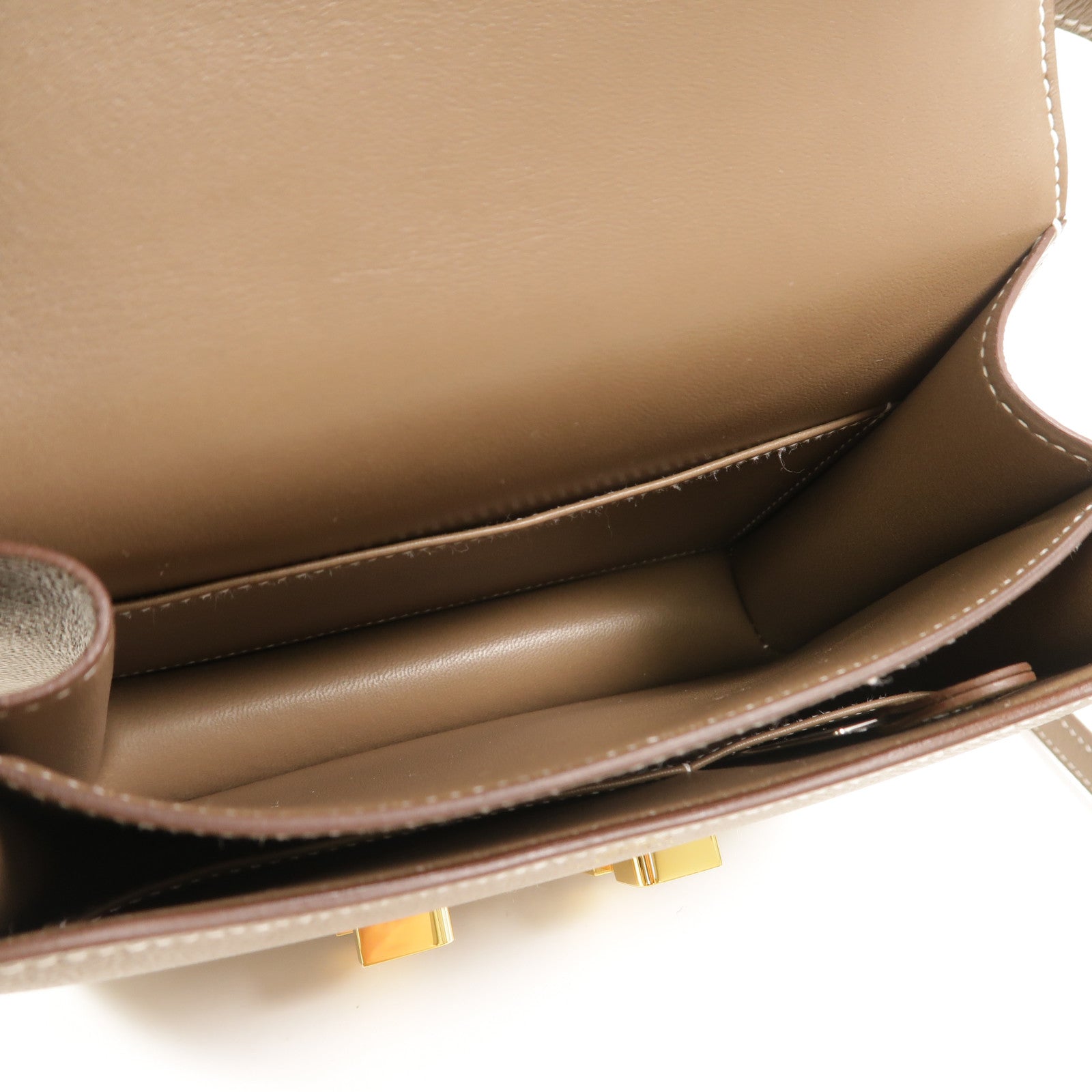HERMES Epsom皮革Constance Mini肩背袋Etoupe