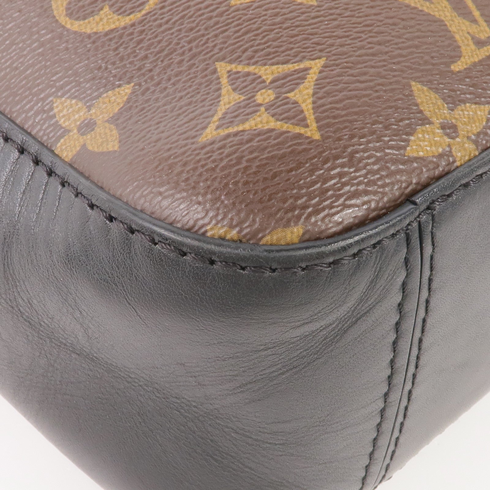 LOUIS VUITTON Monogram/牛皮皮革Saintonge金扣手挽袋棕色