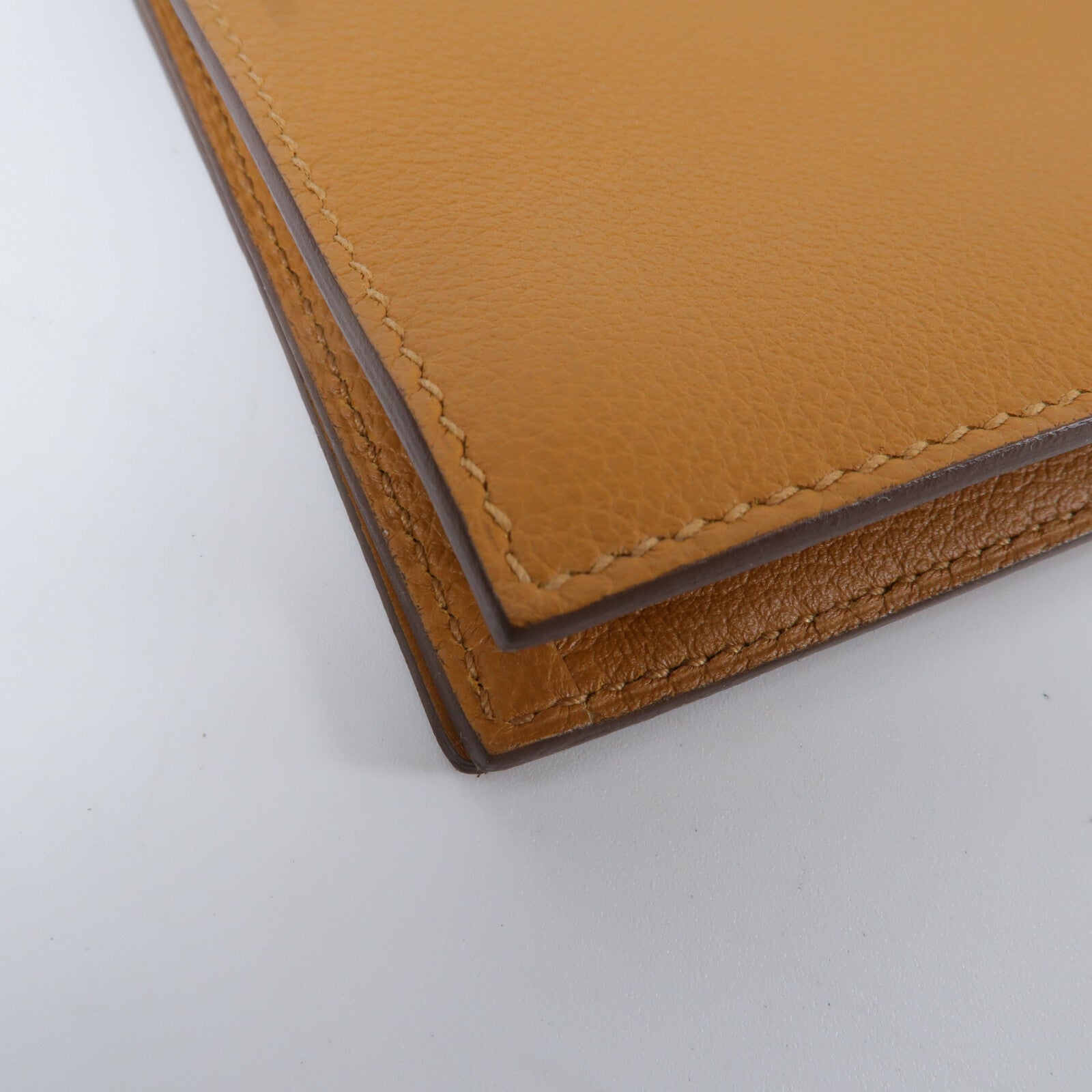 HERMES Evercolor皮革/Grizzly皮革Multiplis Clutch手提包Gold