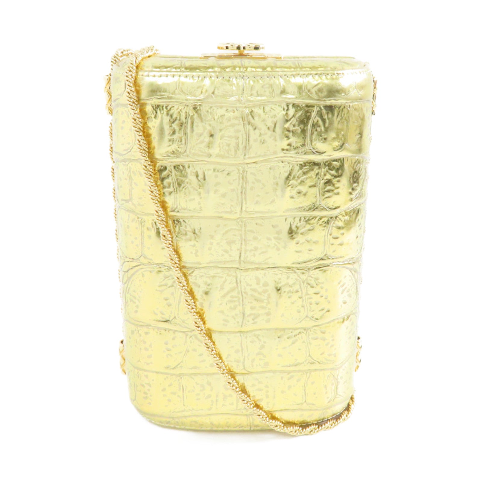 CHANEL 【激減優惠】牛皮皮革Chain Shoulder金扣鏈肩背袋金色