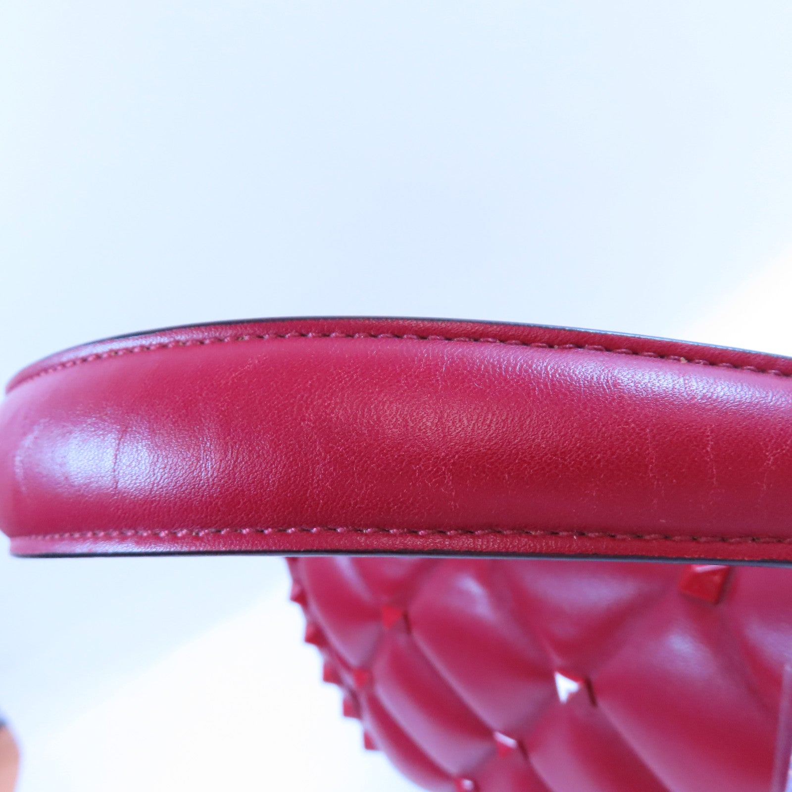 Valentino 牛皮皮革Shoulder金扣手挽肩背兩用袋紅色