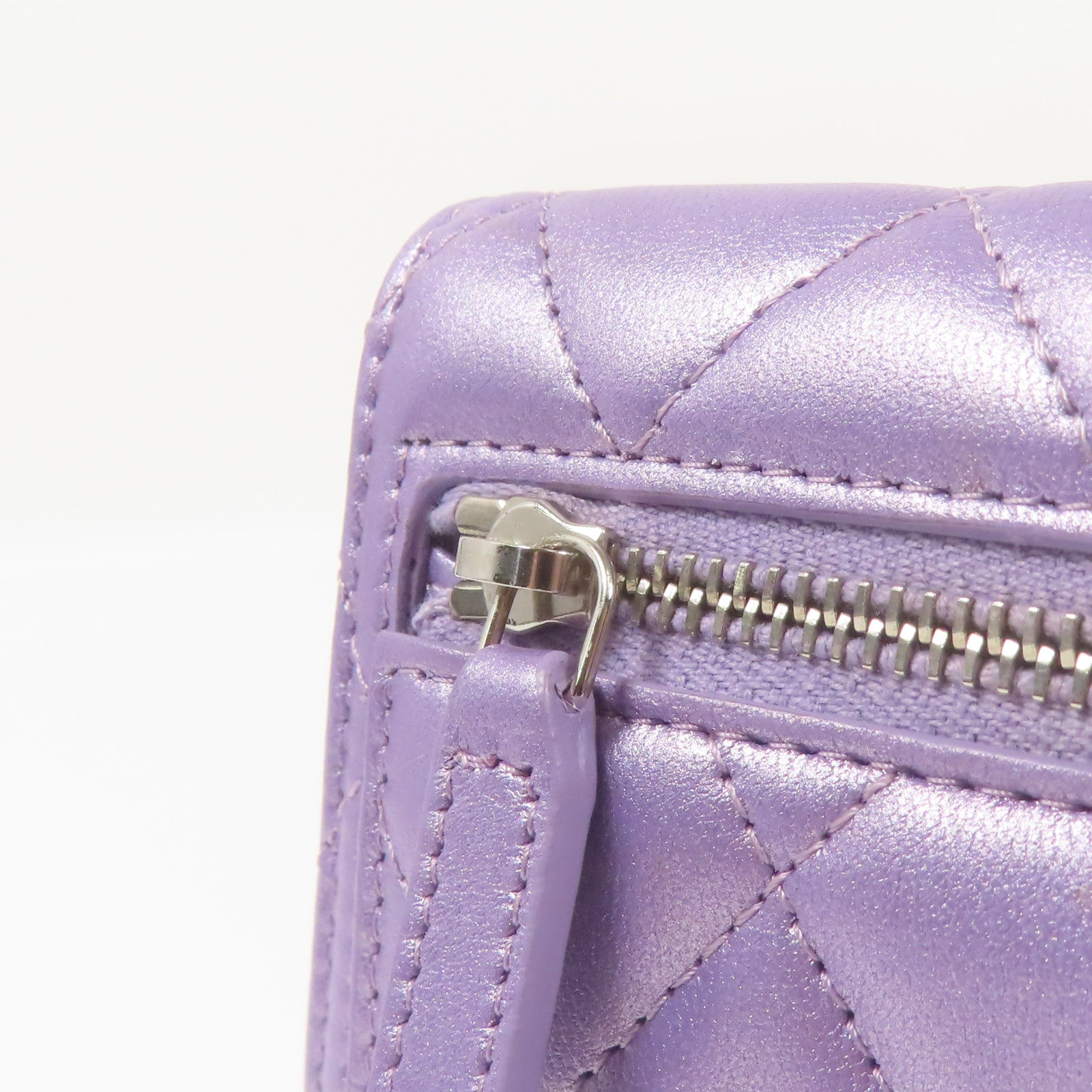 CHANEL 羊皮皮革Wallet銀扣錢包