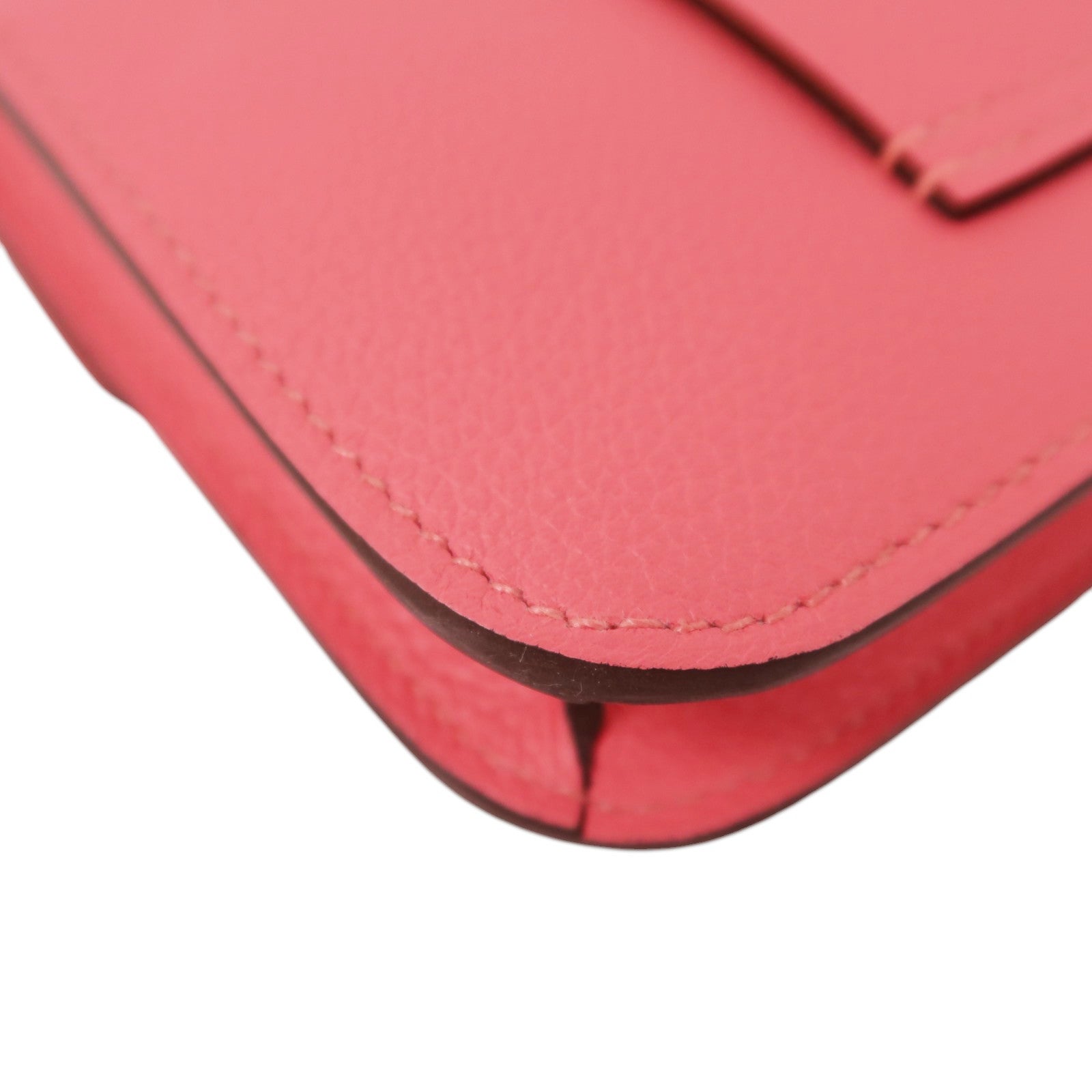 HERMES Evercolor皮革Constance Slim Wallet銀扣錢包Rose Azalee