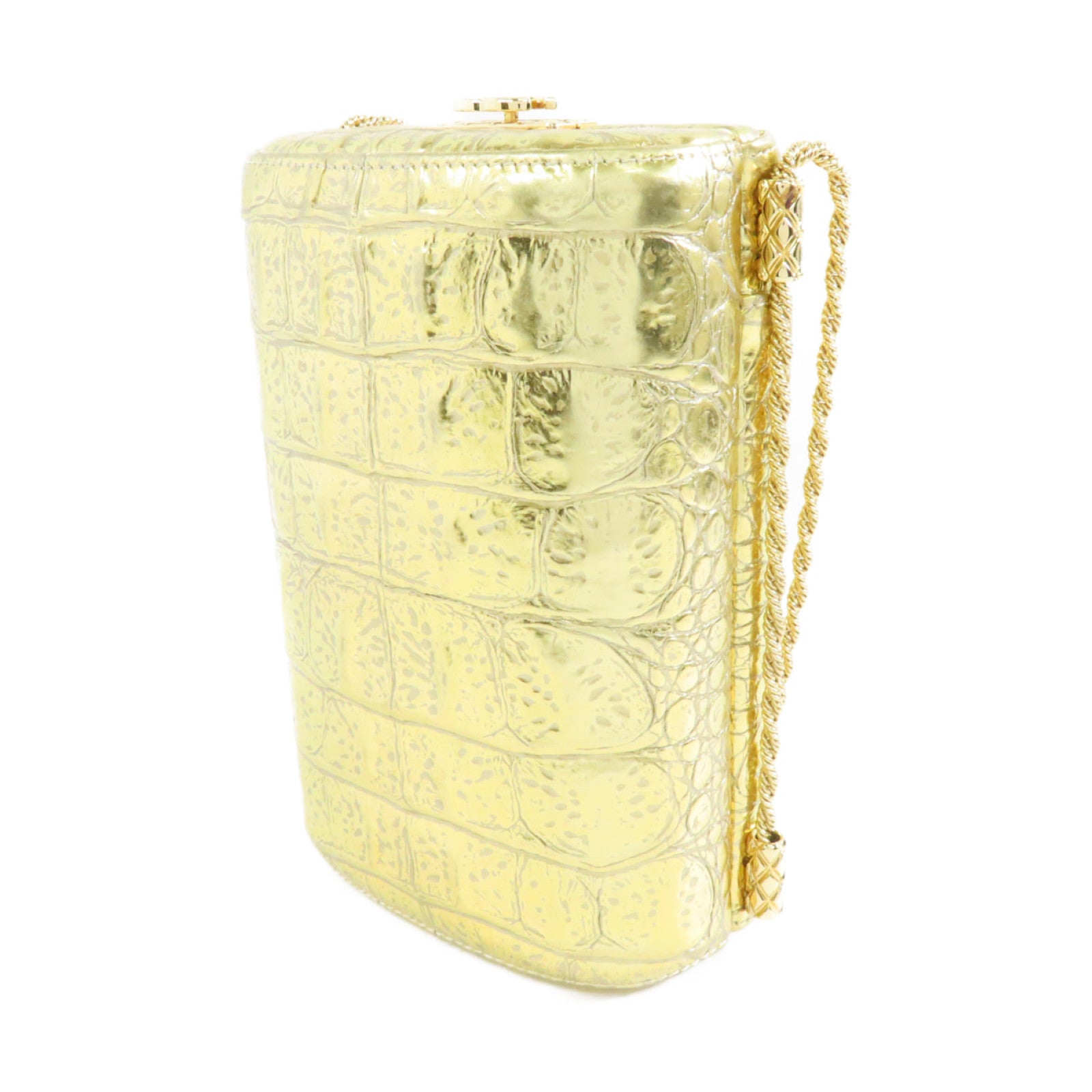 CHANEL 【激減優惠】牛皮皮革Chain Shoulder金扣鏈肩背袋金色