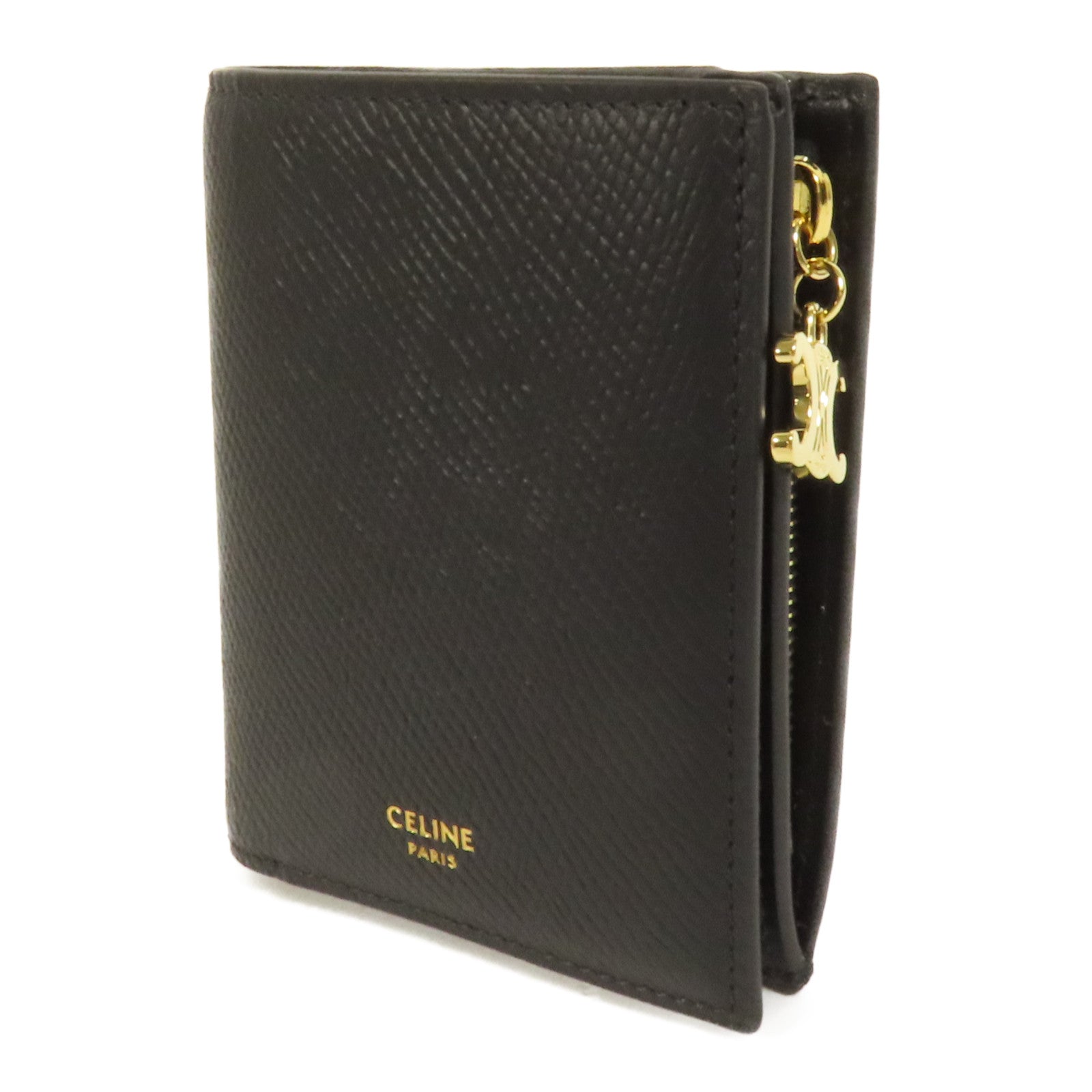 CELINE 牛皮皮革Triomphe Compact Wallet金扣錢包