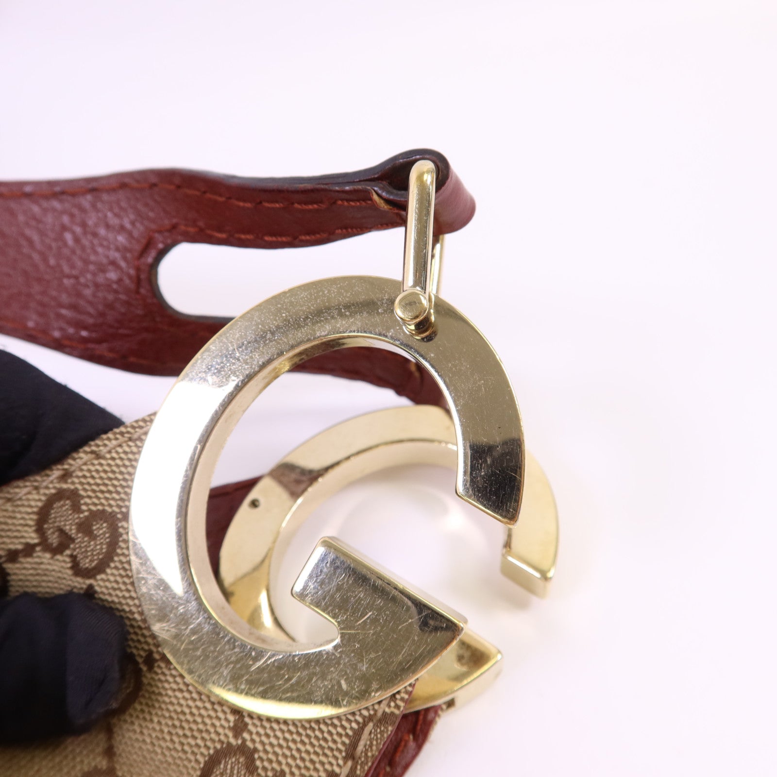 GUCCI 塗層帆布Shoulder Bag金扣肩背袋