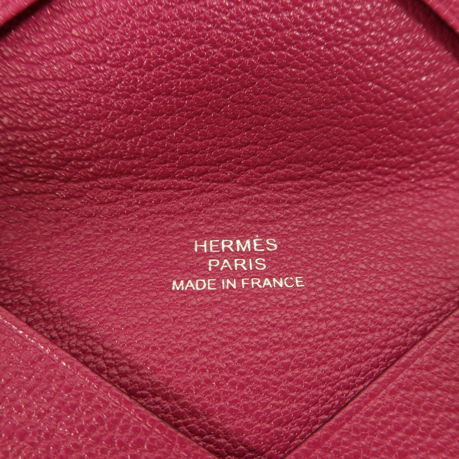 HERMES Chevre皮革Calvi卡片套Rose Pourpre