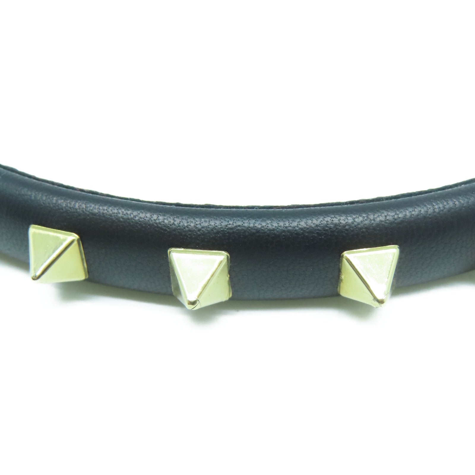 Valentino 【激減優惠】皮革Headband窩釘頭箍黑色