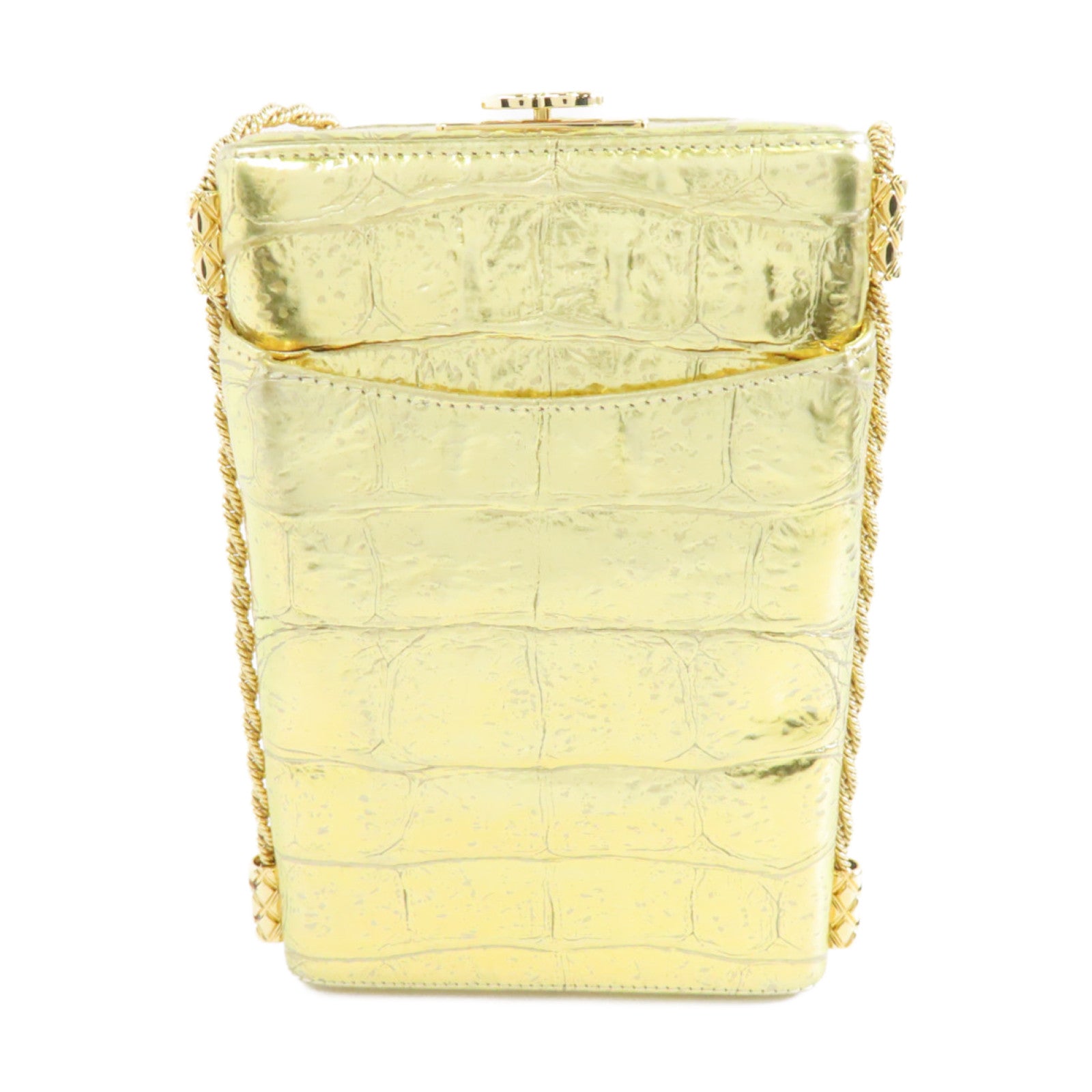 CHANEL 【激減優惠】牛皮皮革Chain Shoulder金扣鏈肩背袋金色