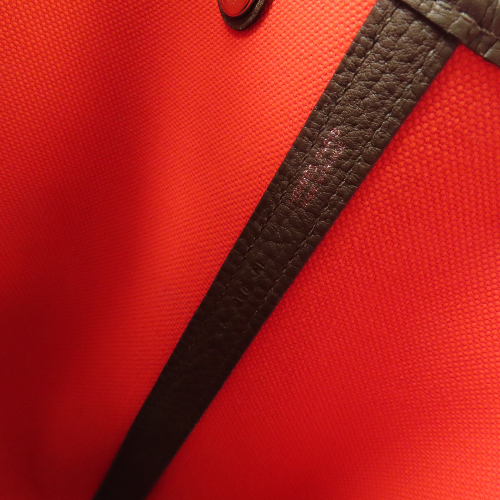 HERMES 【激減優惠】帆布/皮革Garden Party PM銀扣手挽袋Terre Battue/Rough