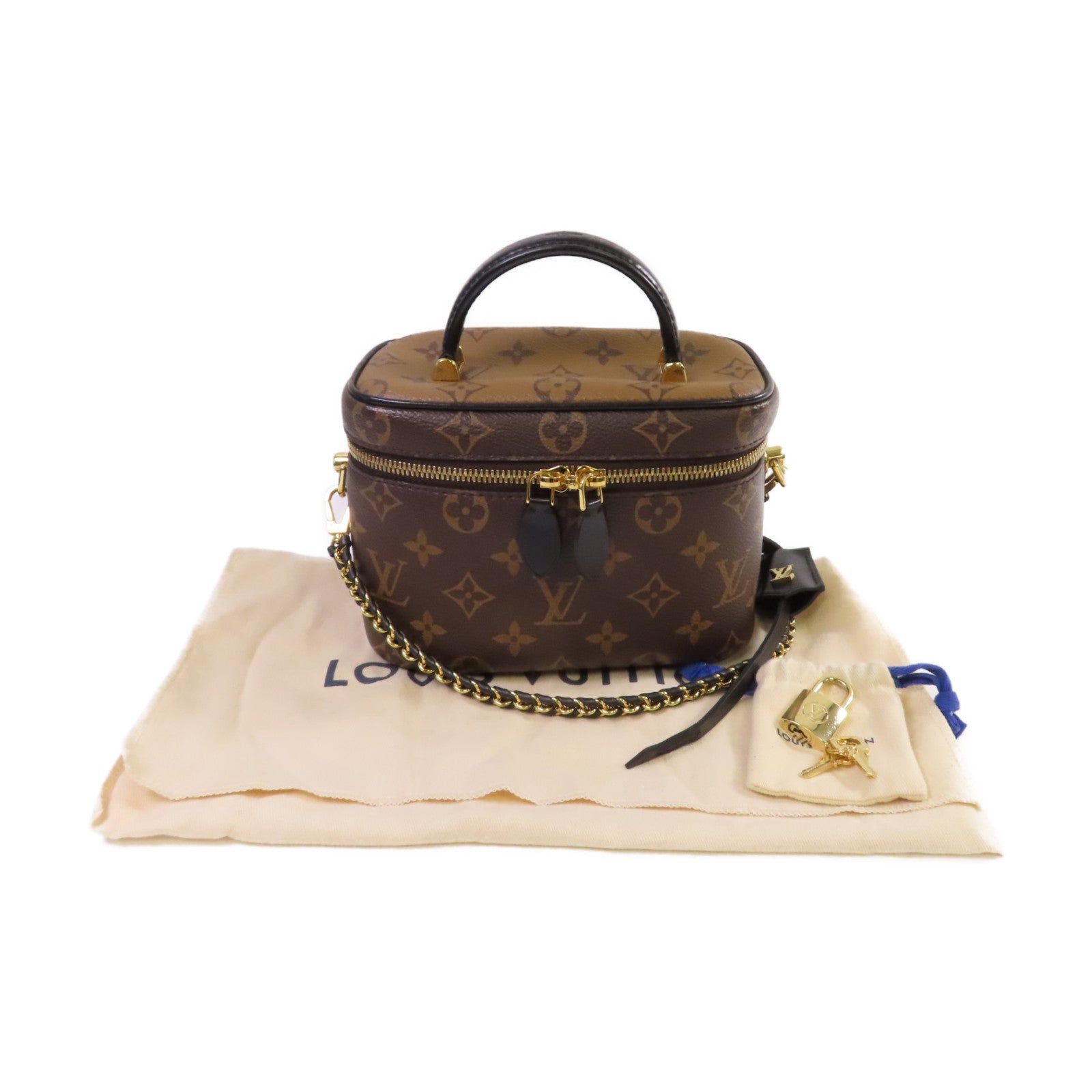 LOUIS VUITTON Monogram Vanity PM 2Way Shoulder Bag金扣手挽肩背兩用袋啡色