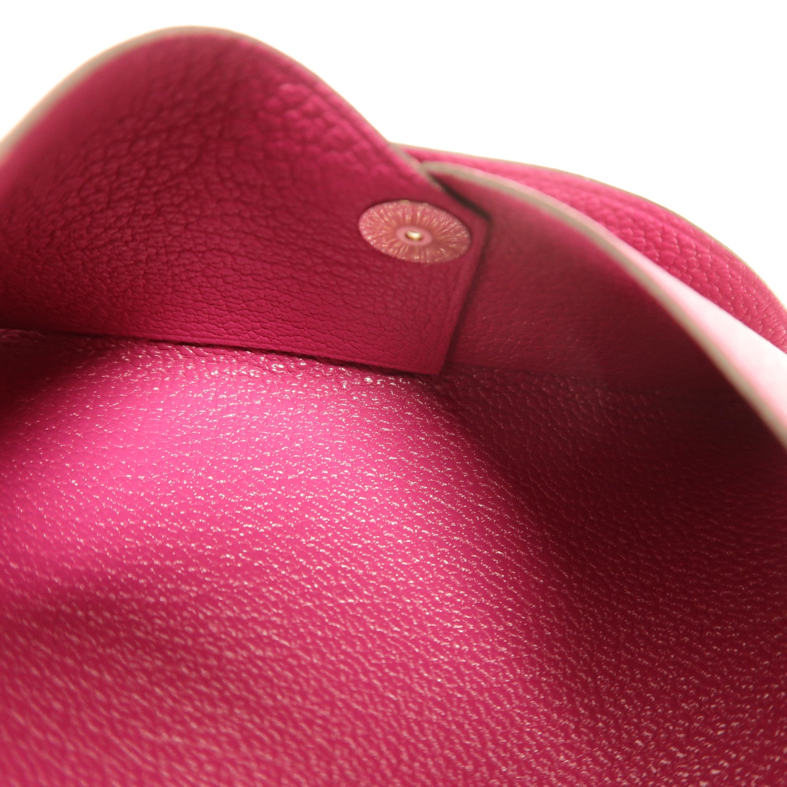 HERMES Chevre皮革Calvi卡片套Rose Pourpre