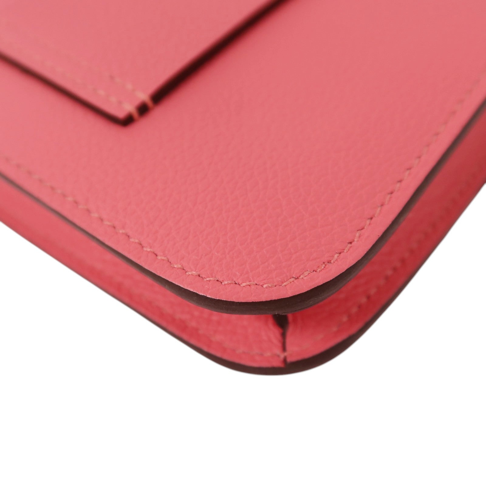 HERMES Evercolor皮革Constance Slim Wallet銀扣錢包Rose Azalee