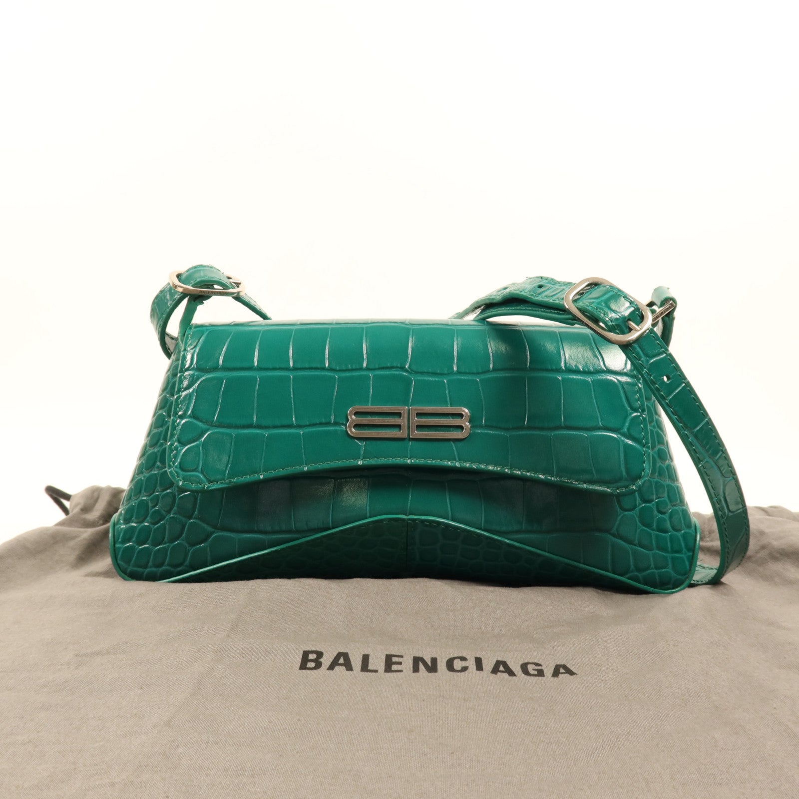 BALENCIAGA 【激減優惠】牛皮皮革Shoulder Bag銀扣肩背袋