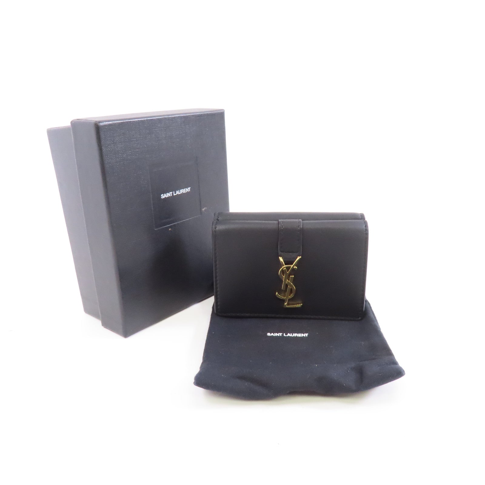 SAINT LAURENT 皮革Compact Wallet皮革錢包黑色