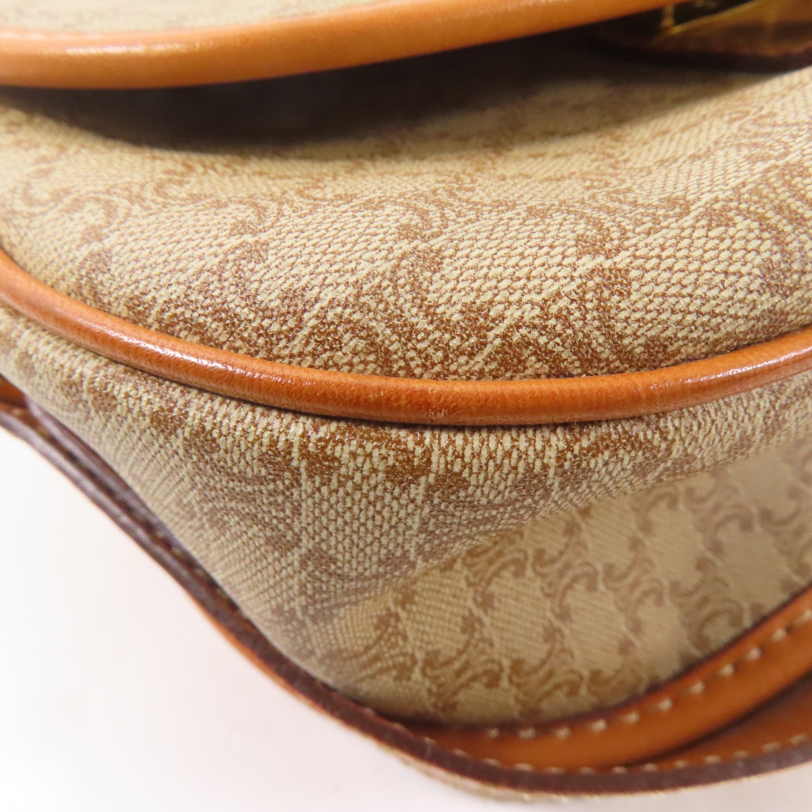CELINE 塗層帆布Shoulder Bag金扣肩背袋棕色