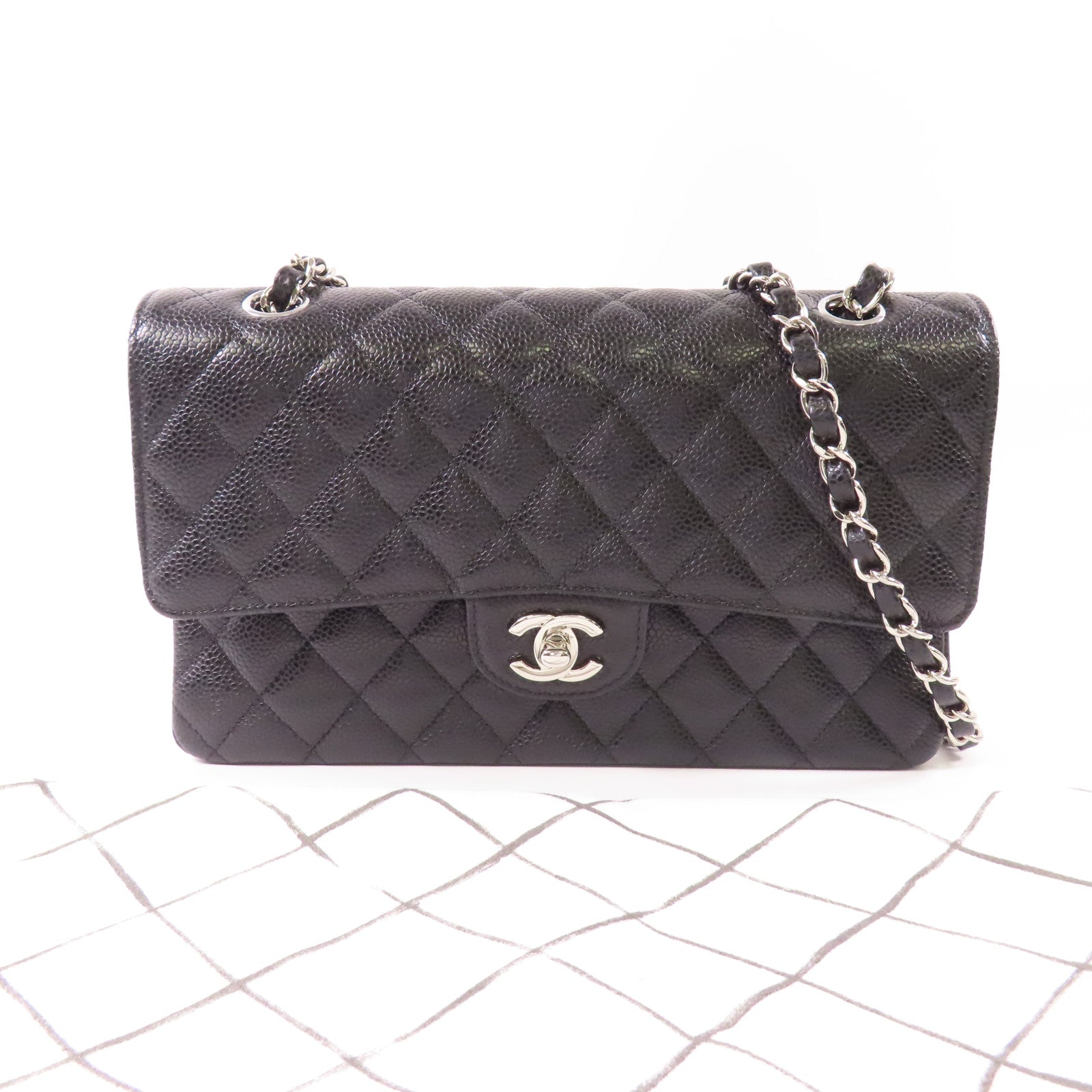 CHANEL 牛皮皮革Classic 25銀扣鏈帶肩背袋