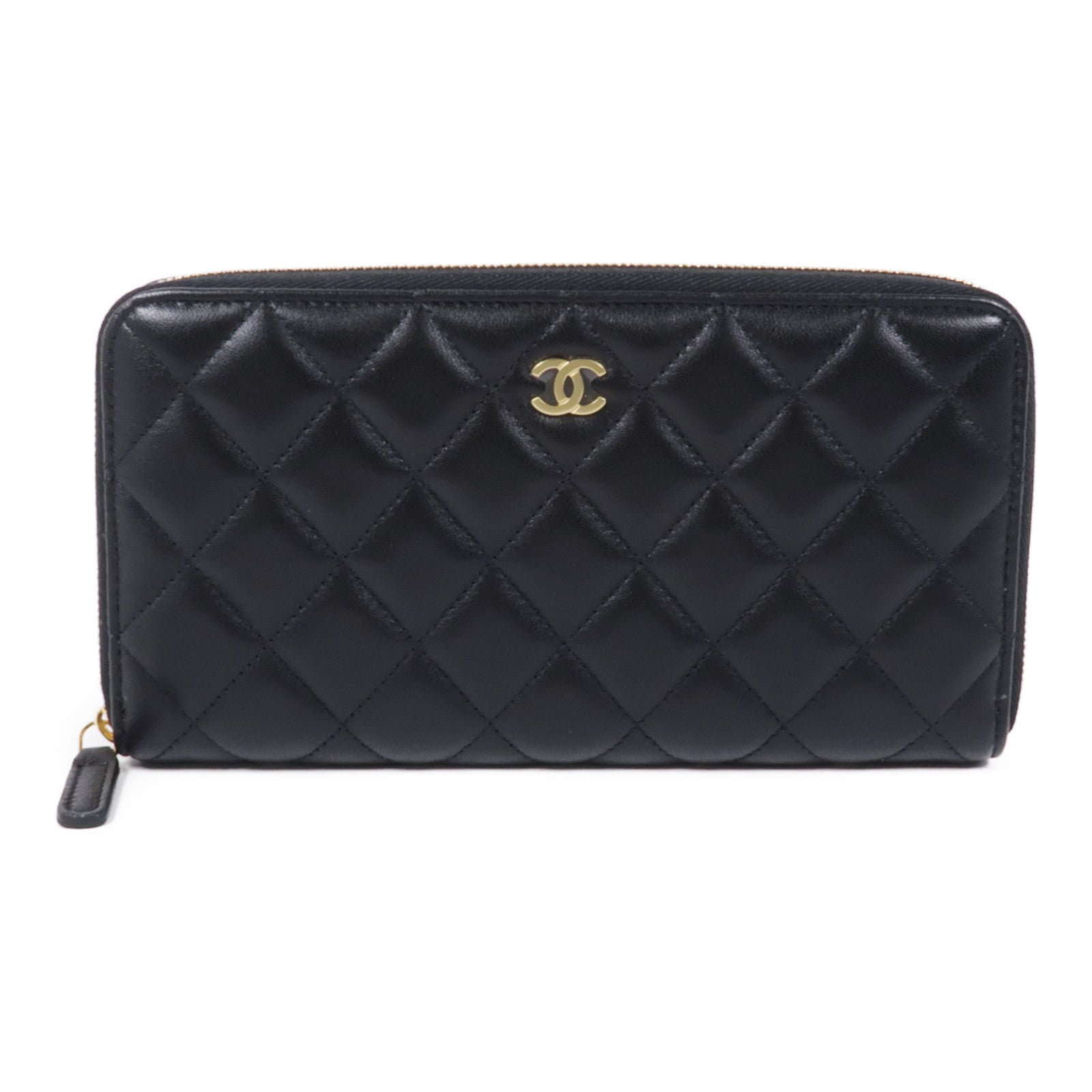 CHANEL 羊皮皮革Long Wallet金扣長錢包