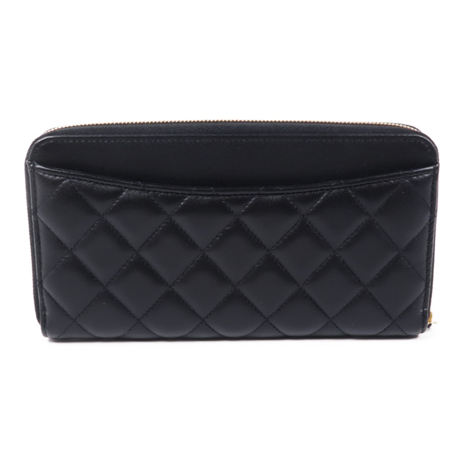 CHANEL 羊皮皮革Long Wallet金扣長錢包