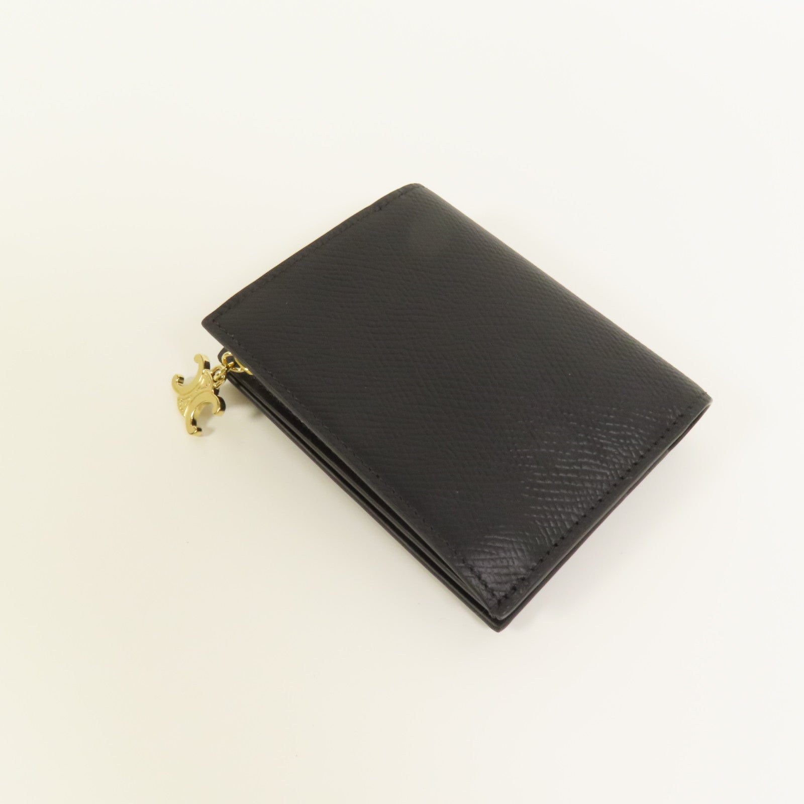 CELINE 牛皮皮革Triomphe Compact Wallet金扣錢包