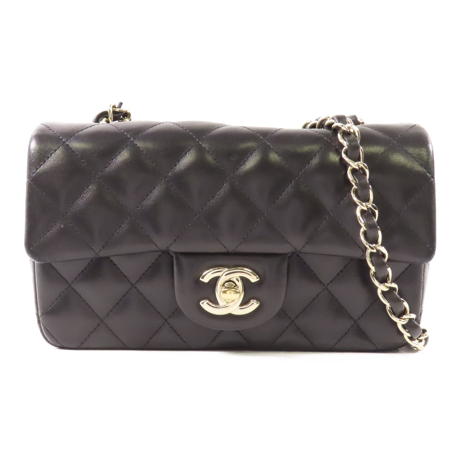 CHANEL 羊皮皮革Shoulder Bag銀扣鏈帶肩背袋