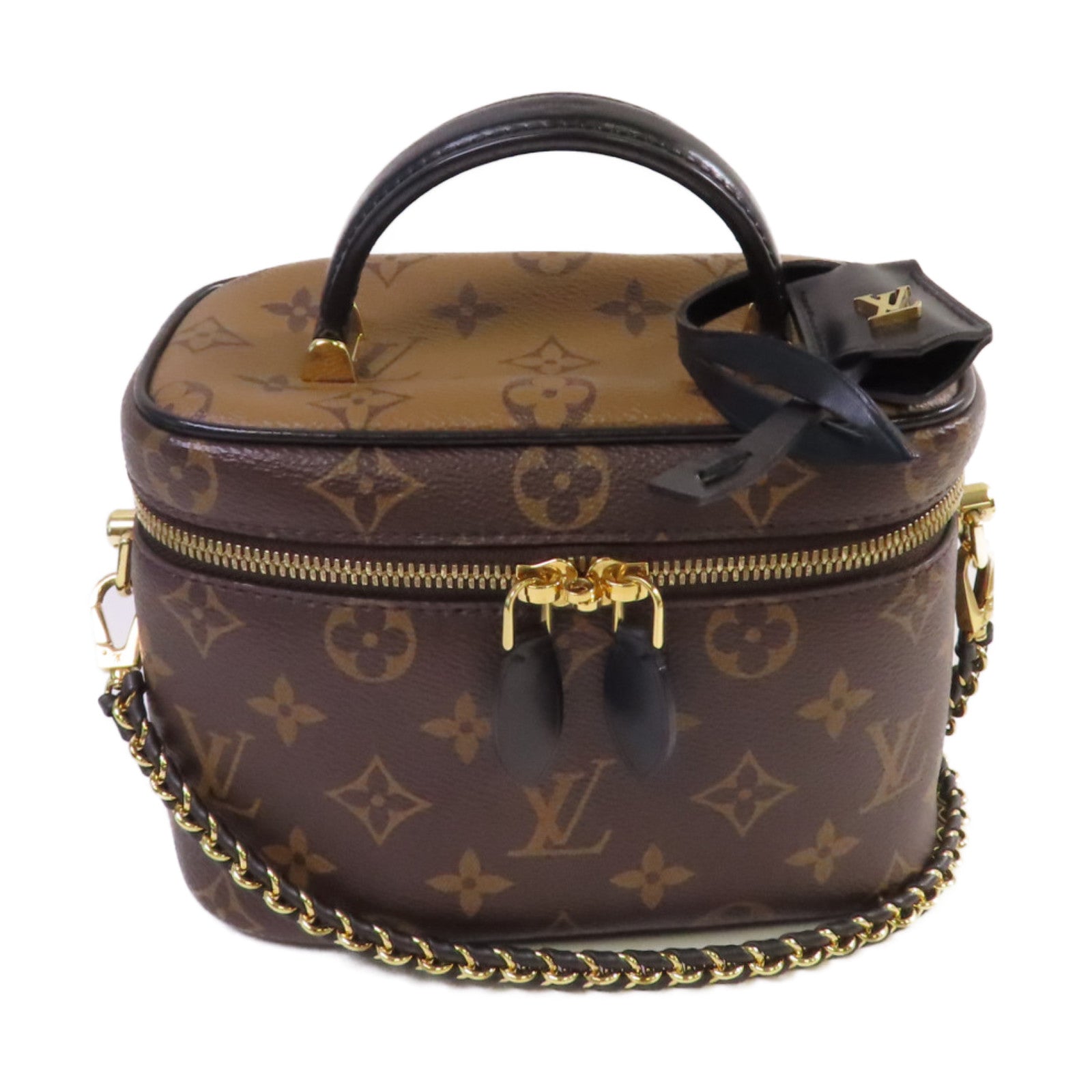 LOUIS VUITTON Monogram Vanity PM 2Way Shoulder Bag金扣手挽肩背兩用袋啡色