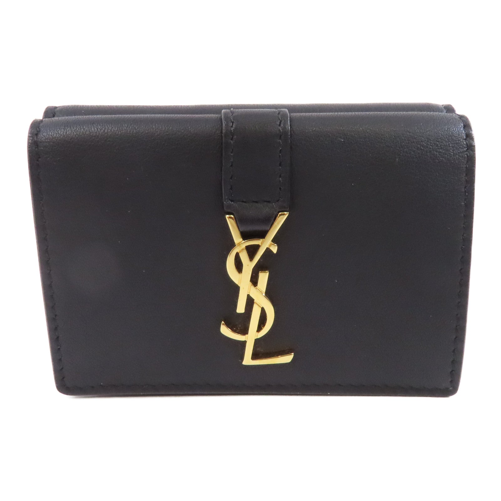 SAINT LAURENT 皮革Compact Wallet皮革錢包黑色
