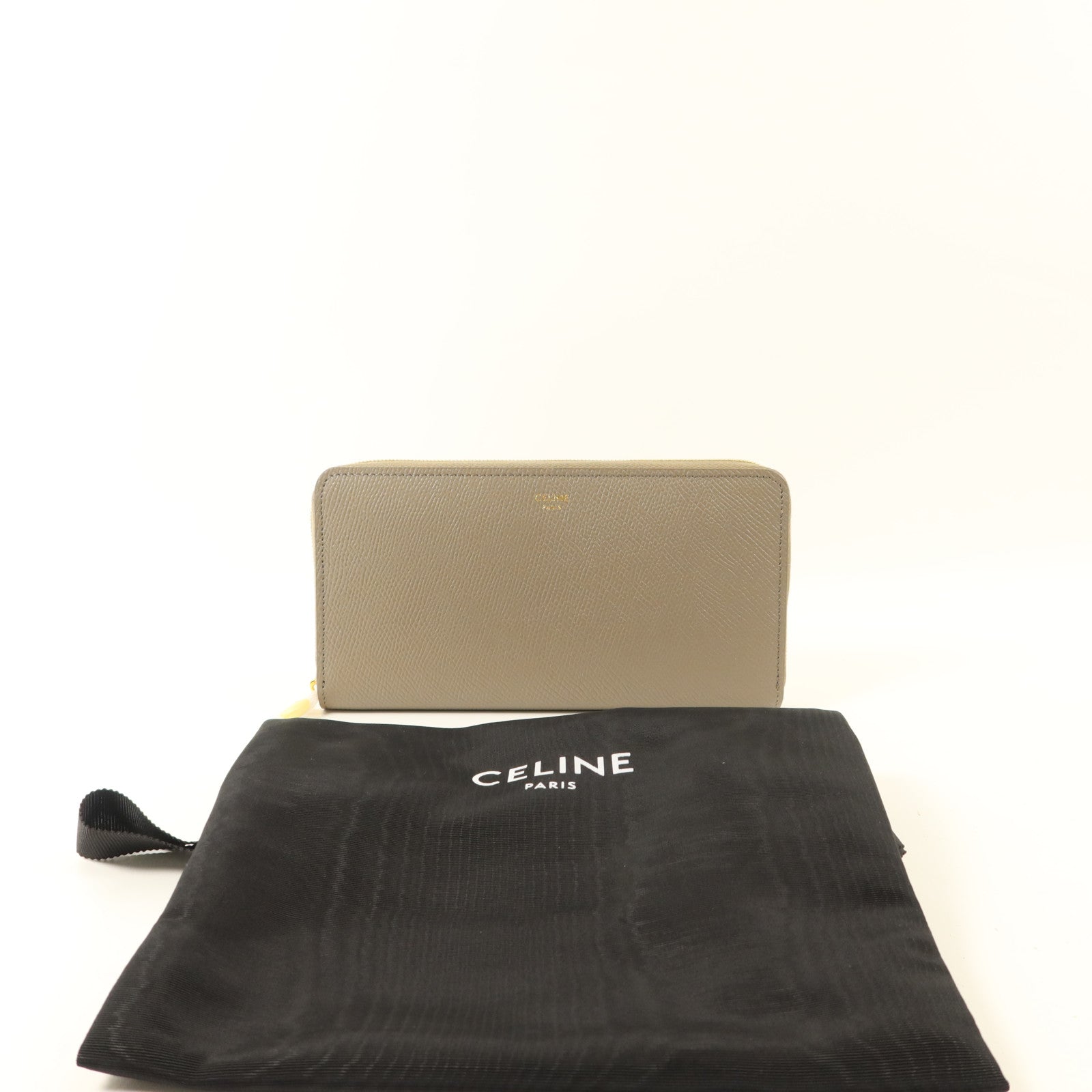 CELINE 牛皮皮革Long Round Wallet金扣長錢包