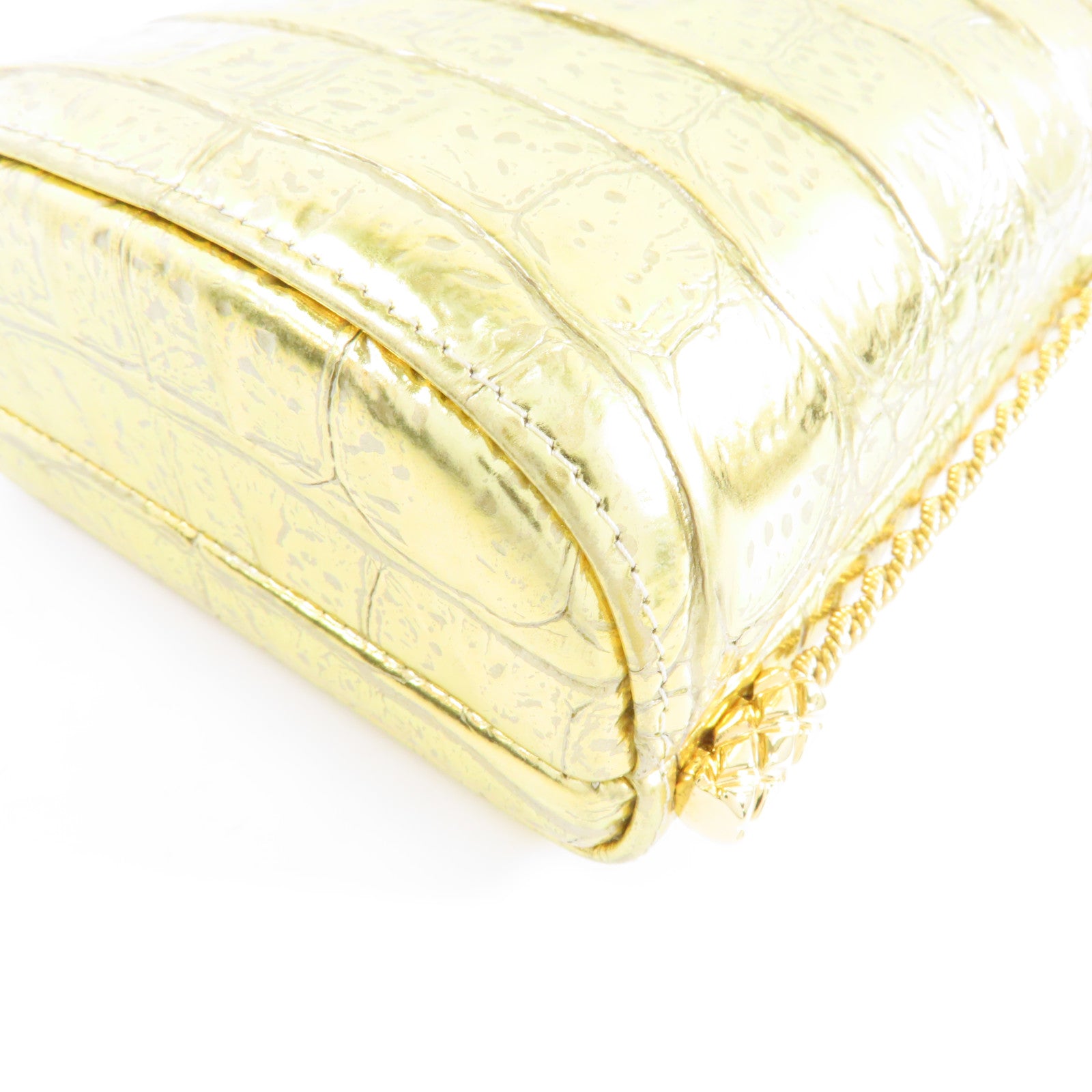 CHANEL 【激減優惠】牛皮皮革Chain Shoulder金扣鏈肩背袋金色