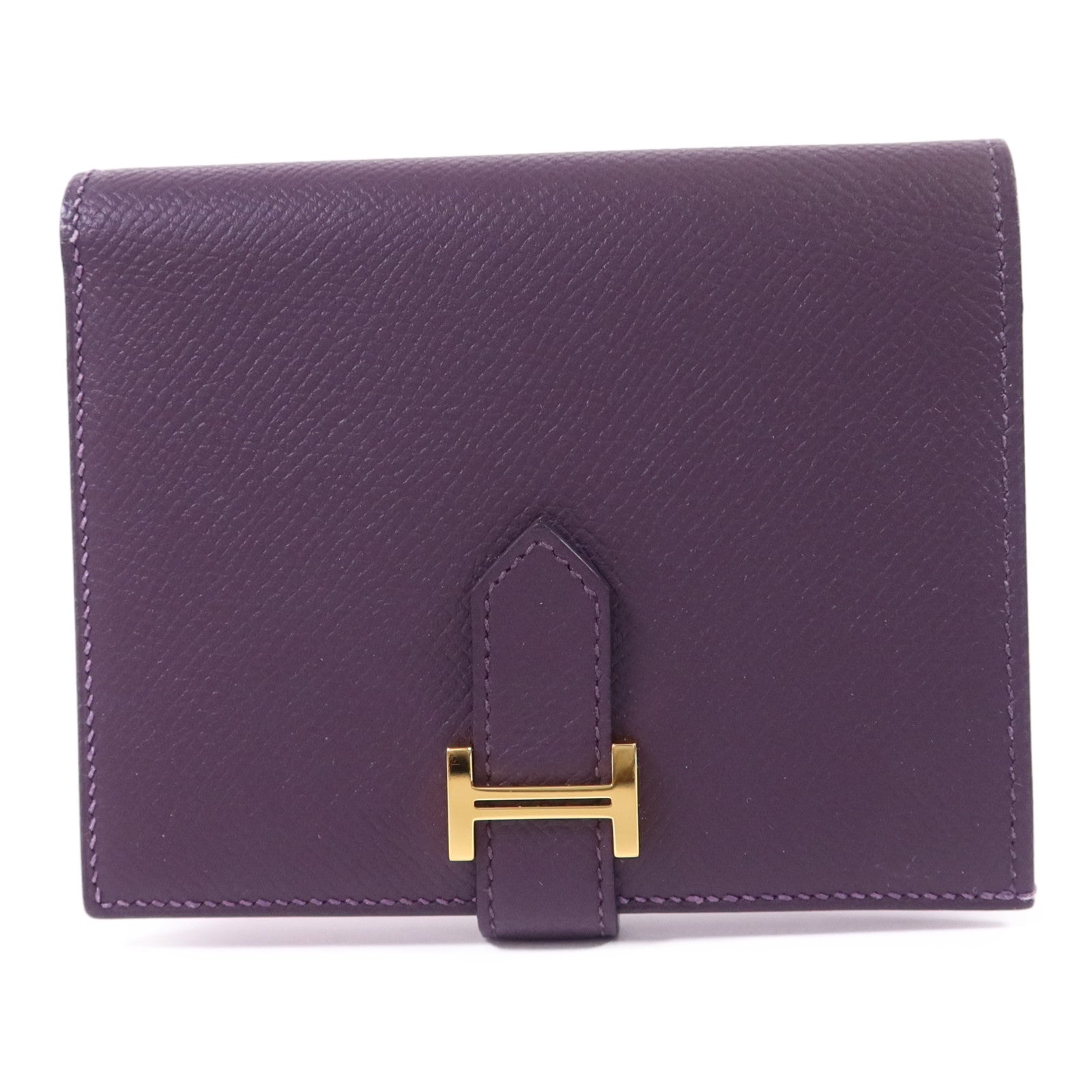 HERMES Epsom皮革Bearn Bifold Wallet金扣錢包Raisin/Anemone