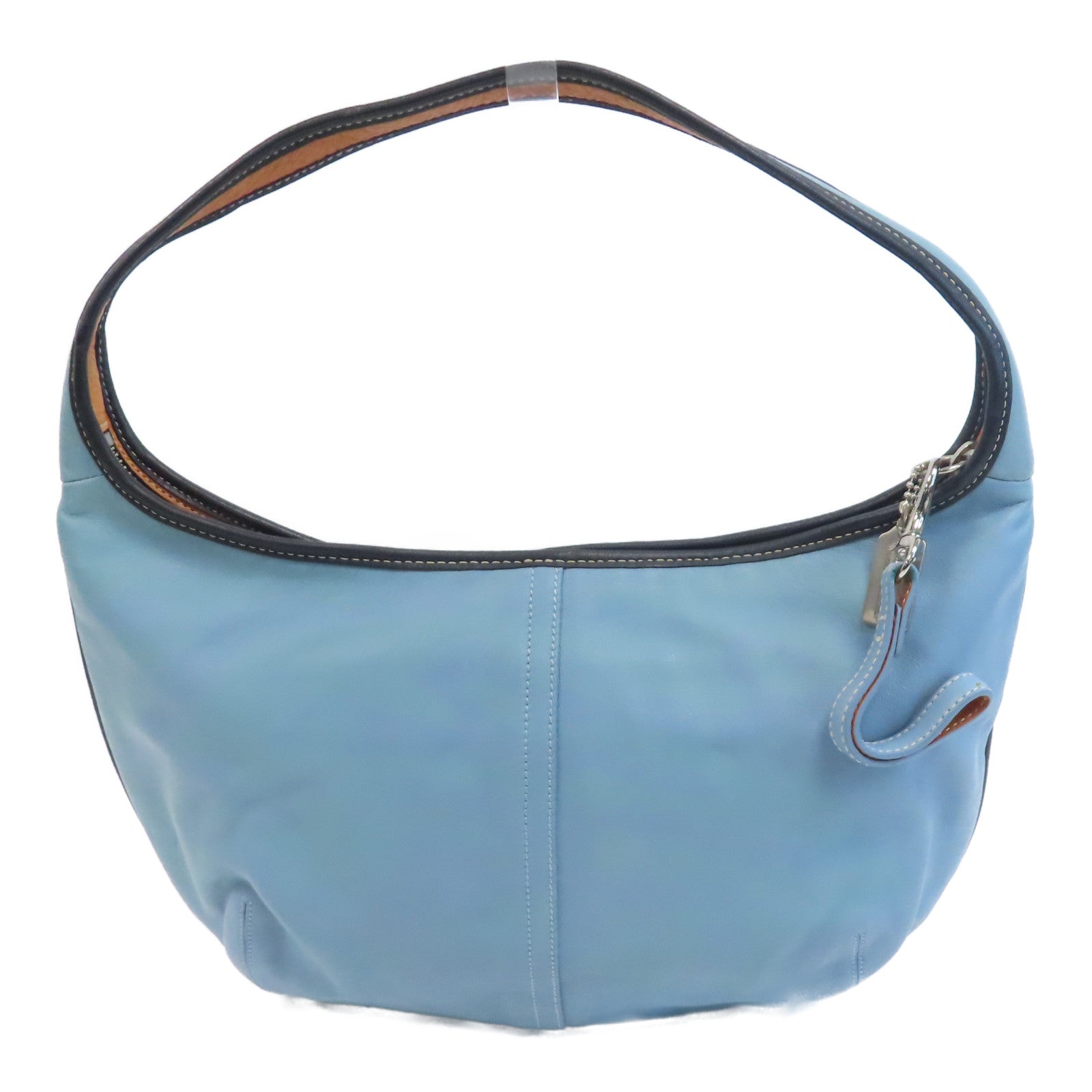 COACH 【激減優惠】牛皮皮革Hand Bag銀扣手挽袋淺藍色