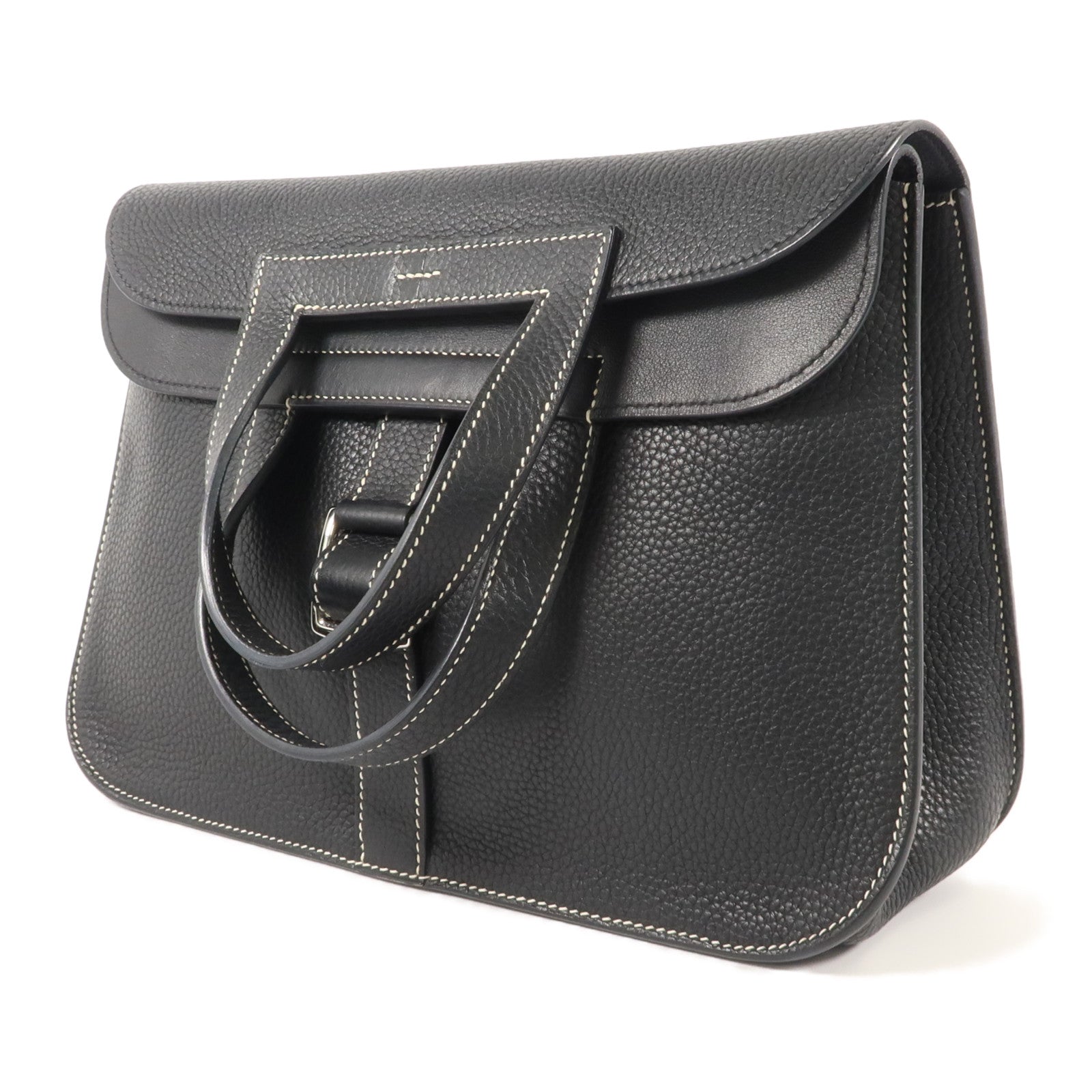 HERMES Clemence皮革Halzan 31手挽肩背兩用袋Noir