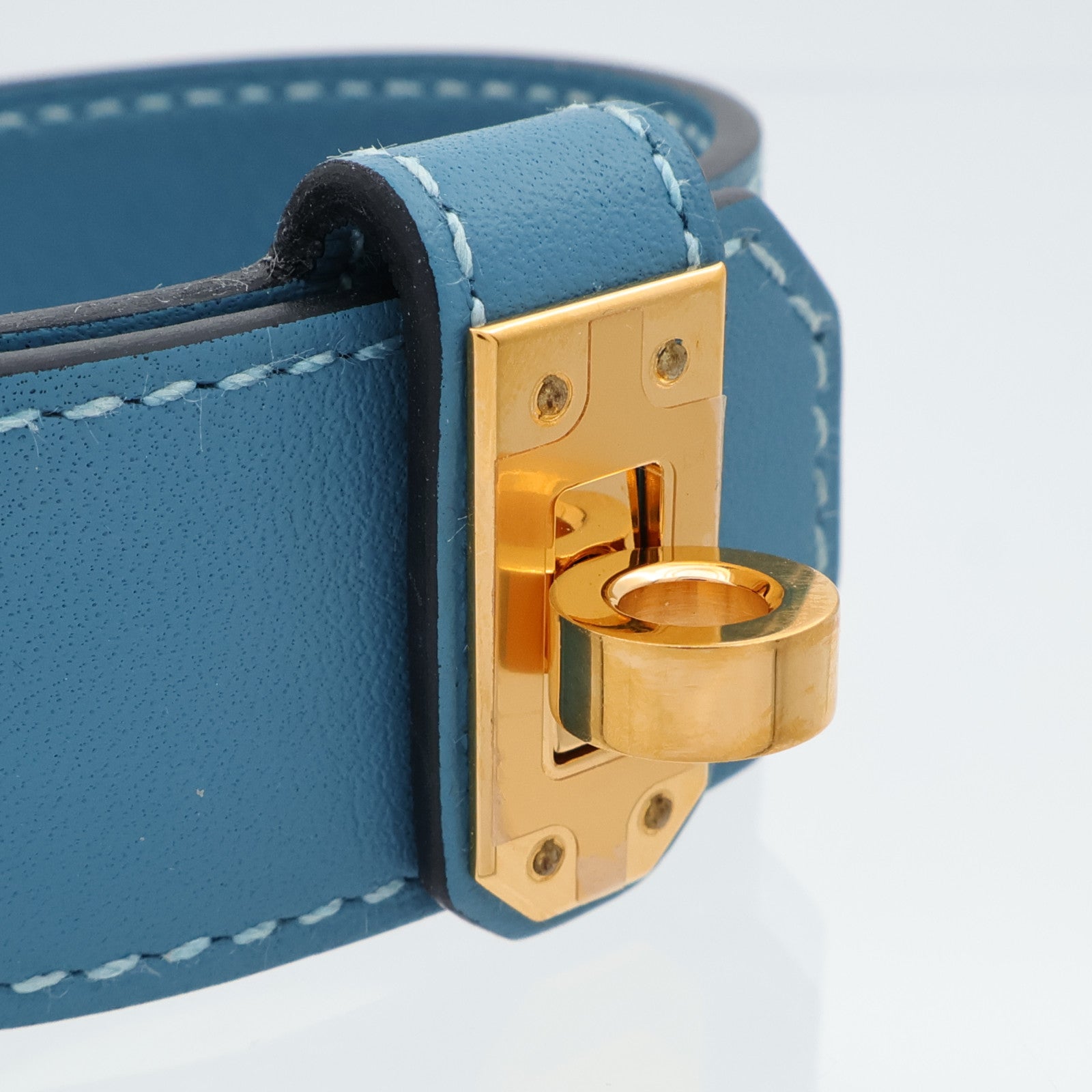HERMES Swift皮革Kelly Twist手帶Bleu Jean