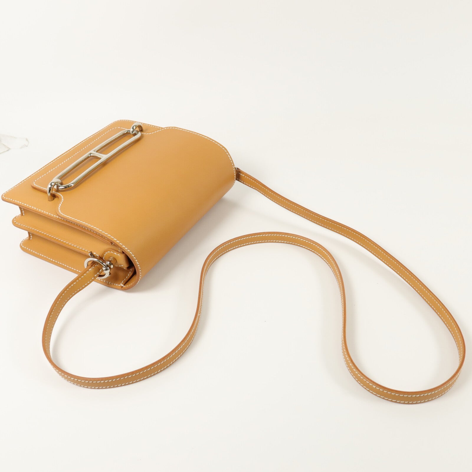 HERMES Barenia皮革Roulis Mini肩背袋Fauve