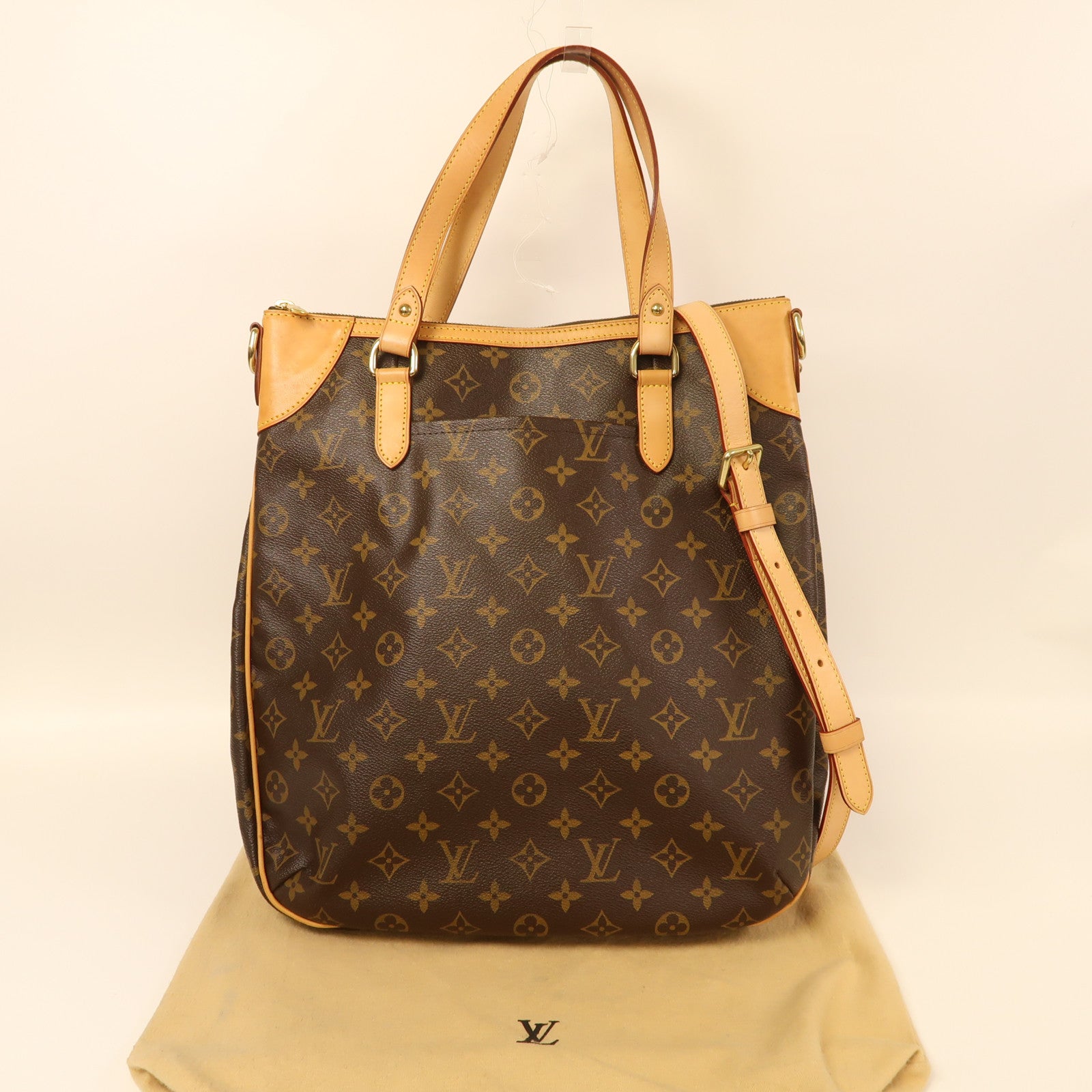 LOUIS VUITTON Monogram Odeon GM金扣手挽肩背兩用袋啡色