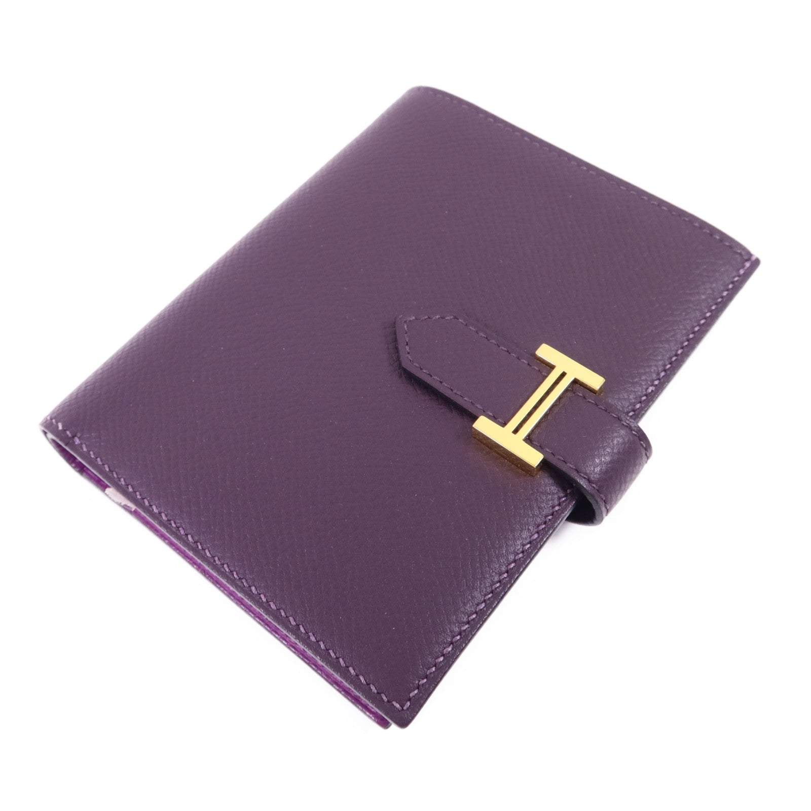 HERMES Epsom皮革Bearn Bifold Wallet金扣錢包Raisin/Anemone