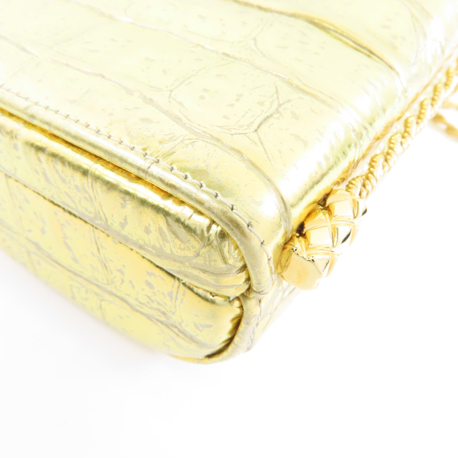 CHANEL 【激減優惠】牛皮皮革Chain Shoulder金扣鏈肩背袋金色