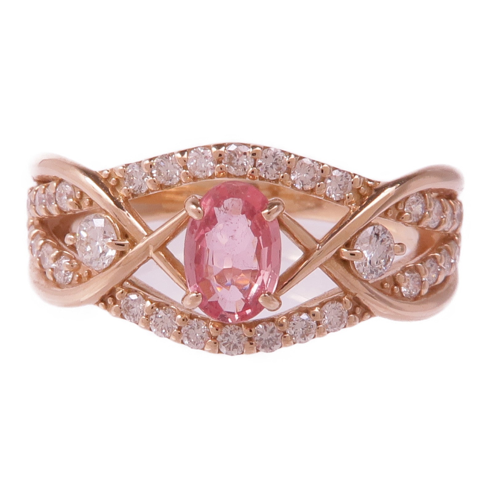 JEWELRY 18K玫瑰金Padparadscha Diamond Ring帕帕拉恰/鑽石戒指US#6.25