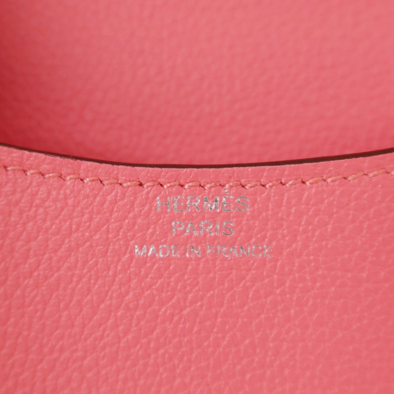 HERMES Evercolor皮革Constance Slim Wallet銀扣錢包Rose Azalee