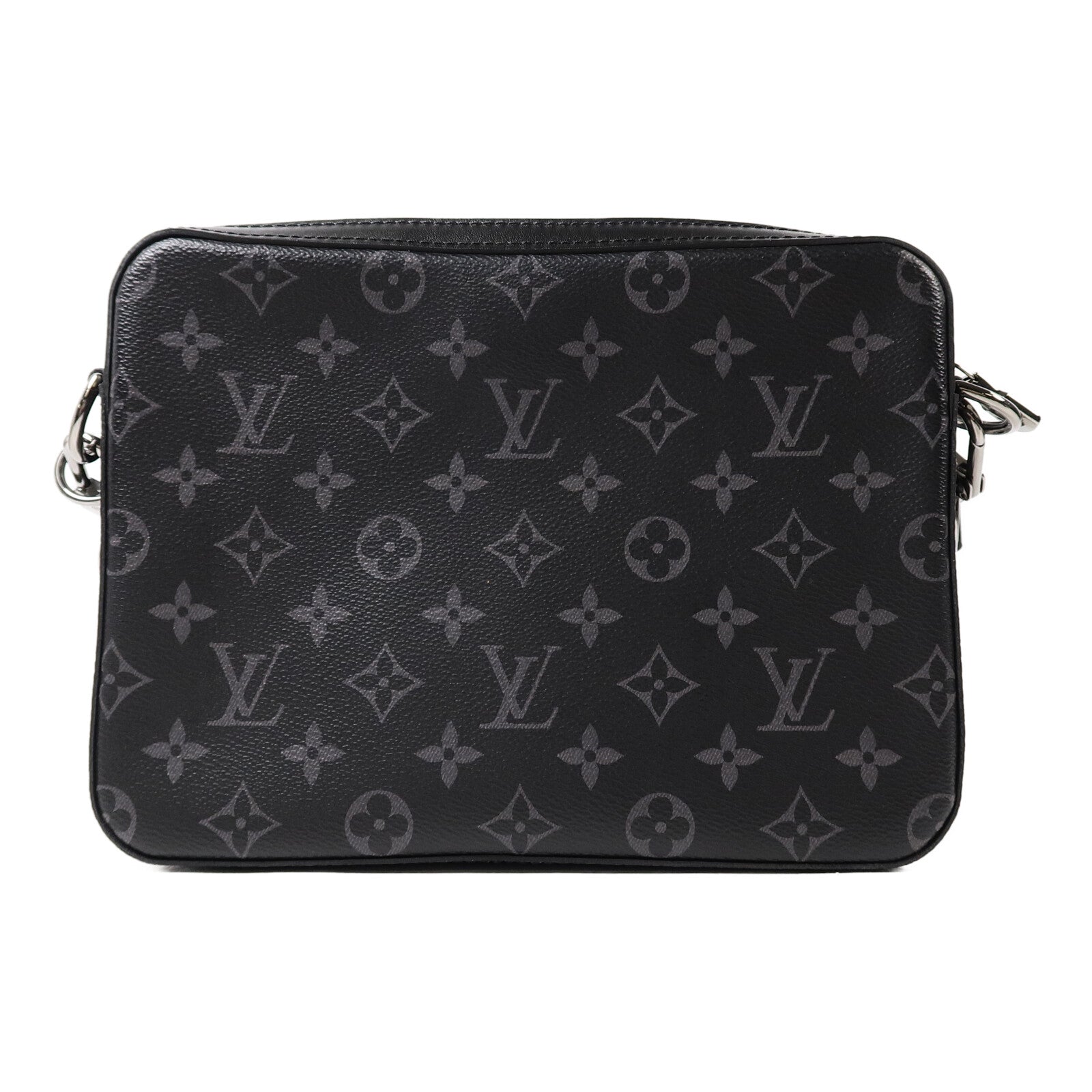 LOUIS VUITTON Monogram Eclipse Reverse Trio Messenger肩背袋灰色